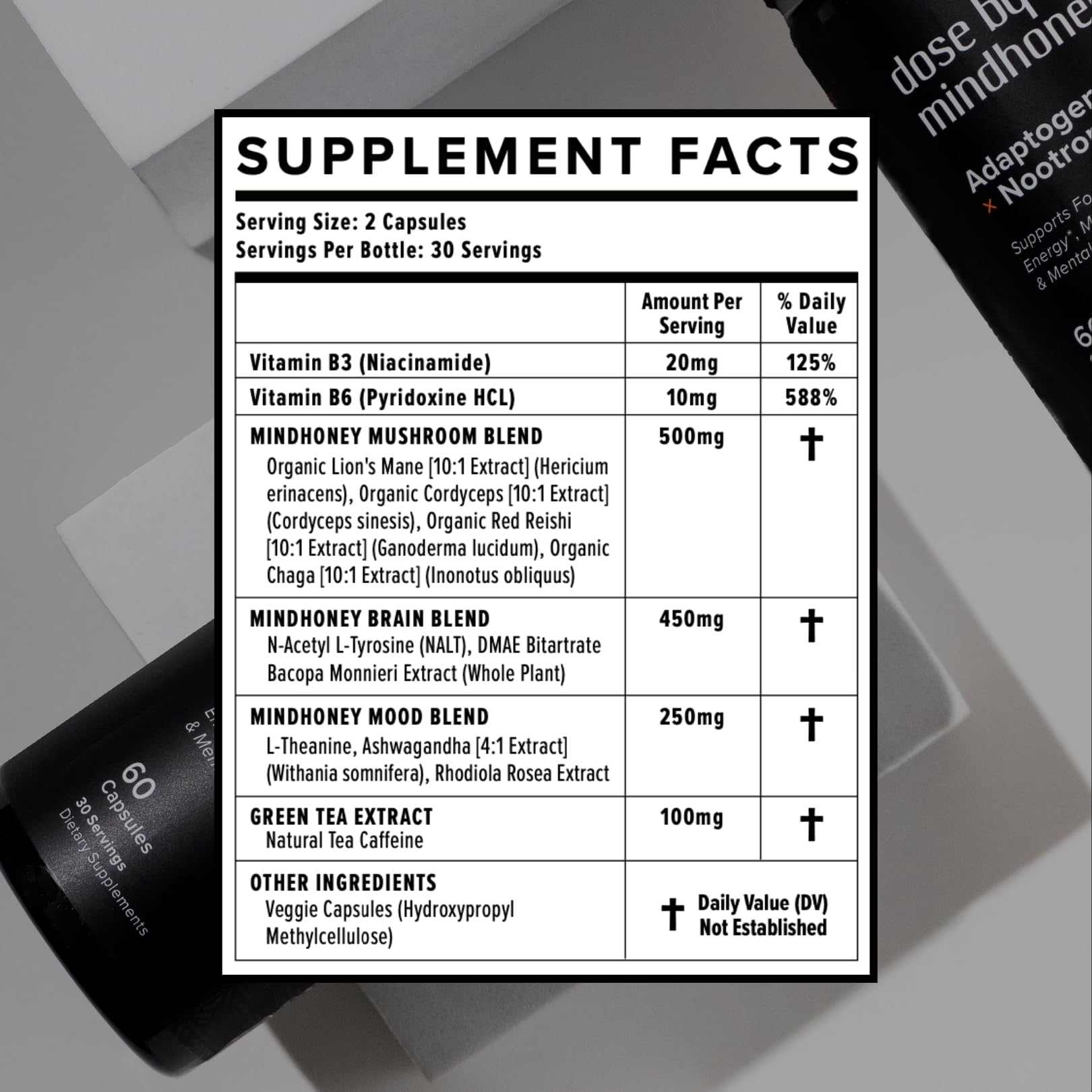 MINDHONEY | DOSE 60 Count, Premium All-in-One Nootropic Brain Supplement | Focus, Mood, Energy, & Memory | Functional Mushrooms & Adaptogens - Lion’s Mane, Ashwagandha, L-Theanine, Bacopa, & Vitamins MINDHONEY buy supplements canada