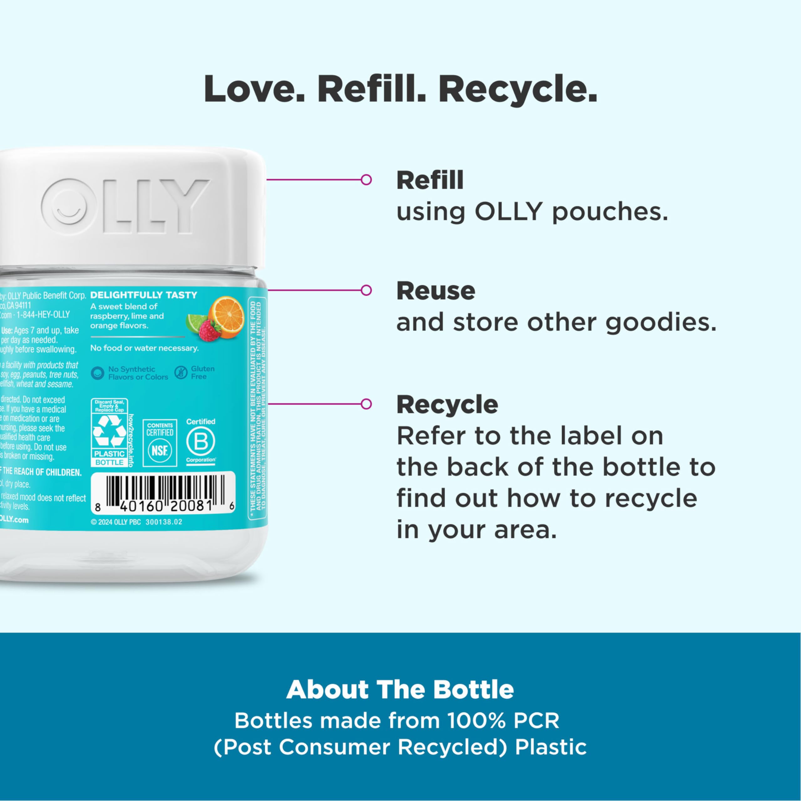 OLLY Kids Chillax Gummy, For a Calm and Relaxed Mood*, Magnesium, L-Theanine, Lemon Balm Extract, Chewable Supplement, Sherbet Flavored, 25 Day Supply - 50 Count OLLY buy supplements canada
