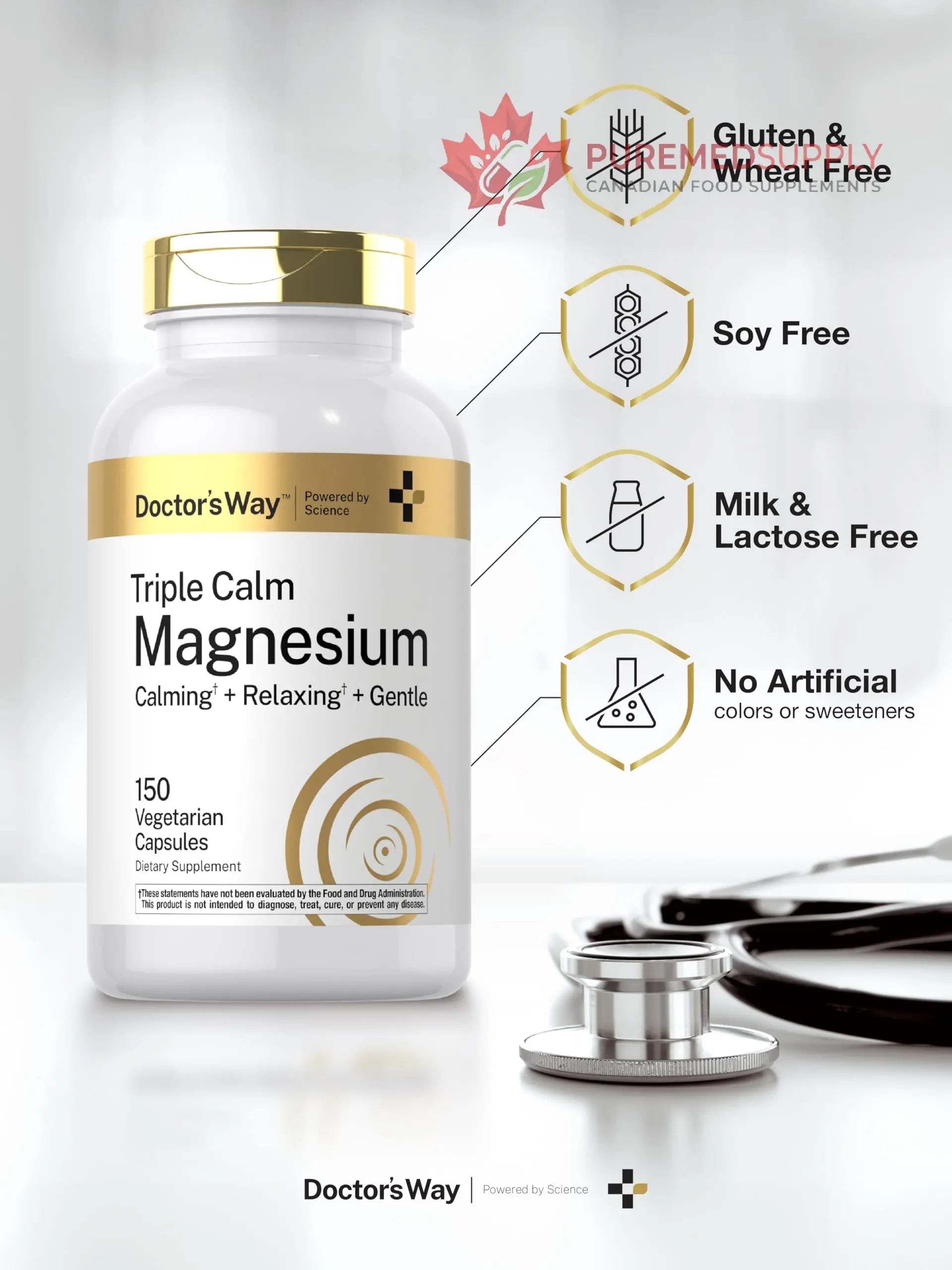 Doctor's Way Triple Magnesium Complex | 150 Capsules | Citrate, Glycinate, & Malate Supplement | Vegetarian, Non-GMO, Gluten Free Formula Doctor's Way buy supplements canada
