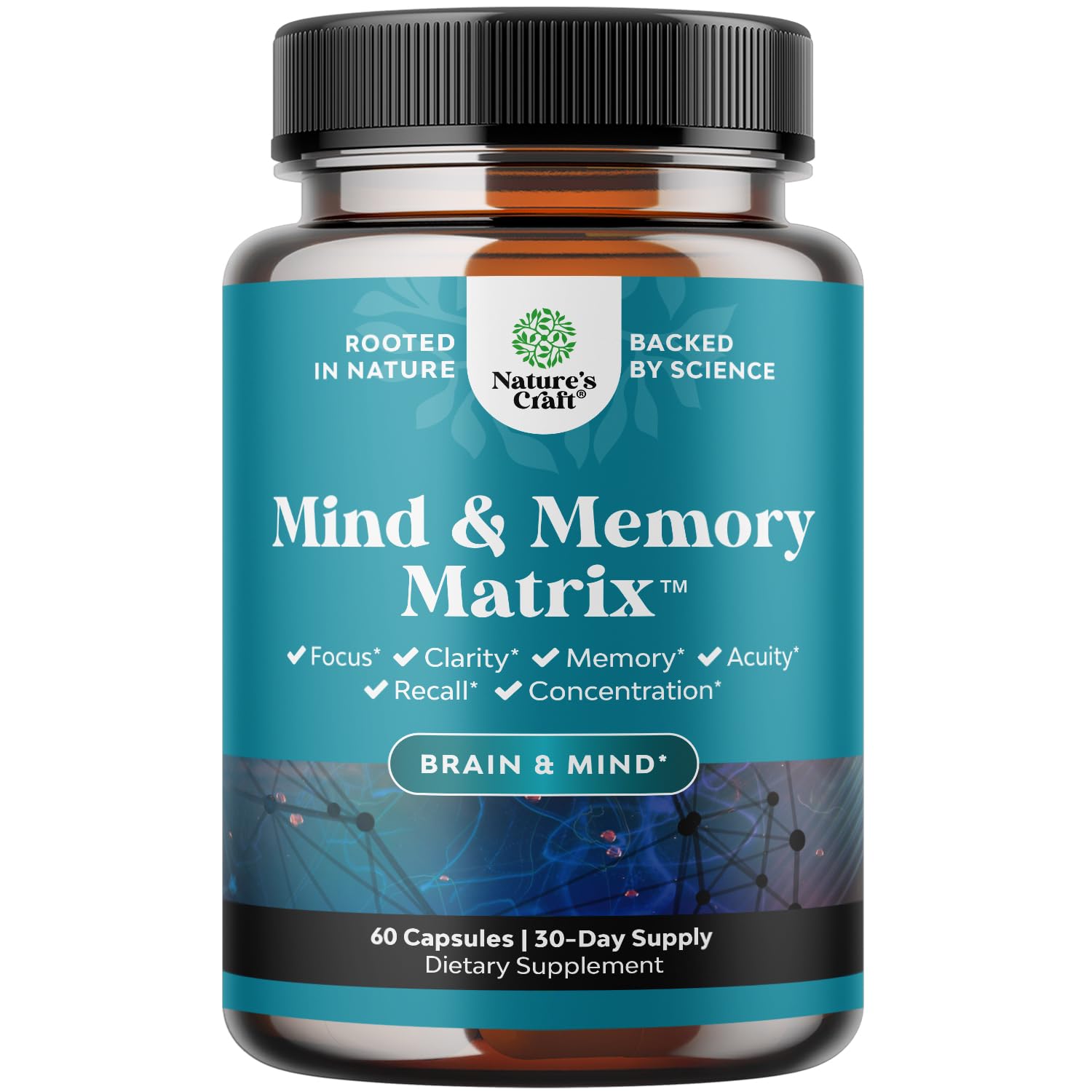 Nootropic Brain Supplement for Memory and Focus Enhancement - Vitamins for Mental Health & Clarity with VIT A, B6, Riboflavin, Niacin, Thiamin & Folate - Cognitive Complex for Mind Vitality - 60 Ct Natures Craft buy supplements canada