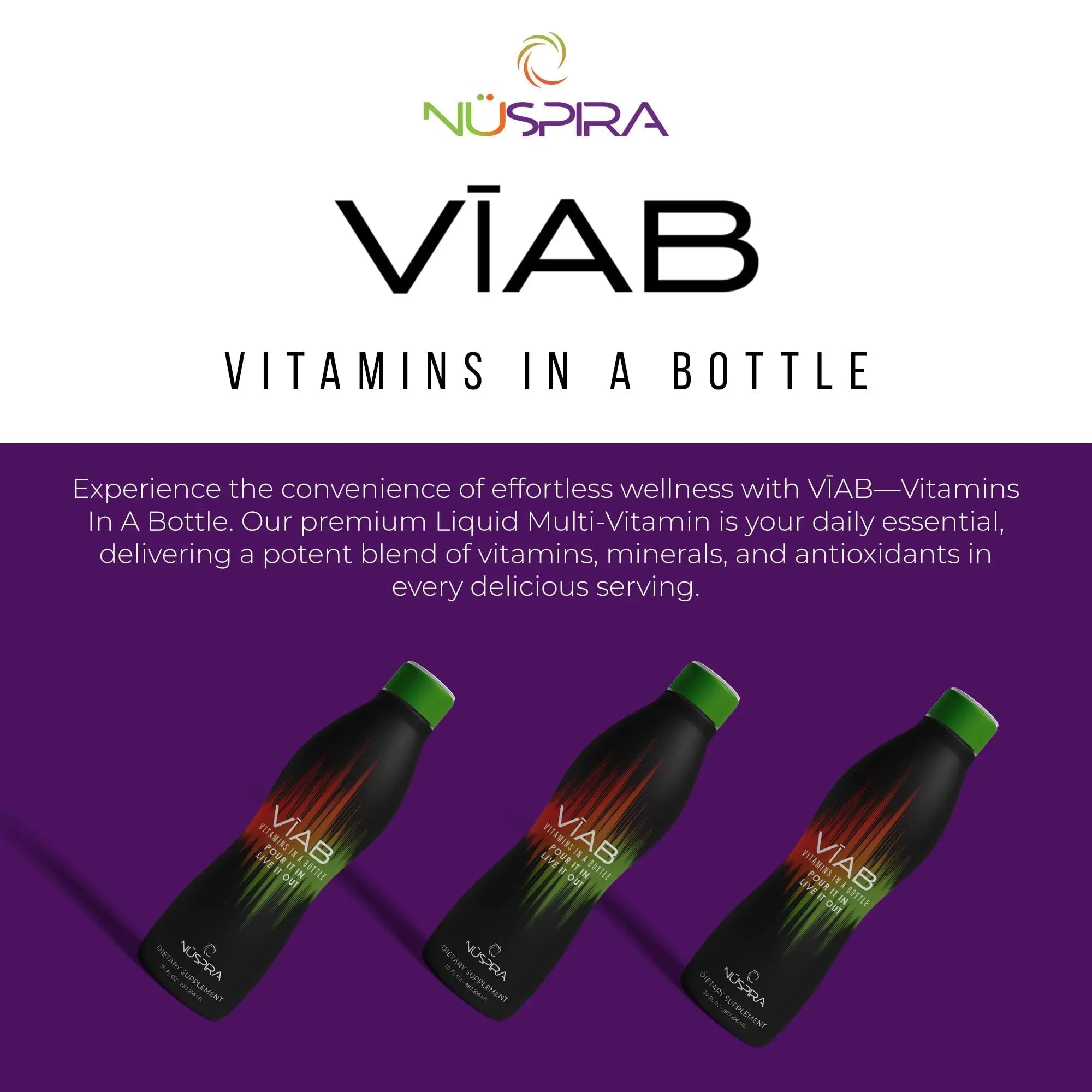 NüSpira - VĪAB Liquid Multi-Vitamin - Effortless Wellness for The Whole Family - Potent Blend of Vitamins & Minerals - Smooth Taste - 30oz NuSpira buy supplements canada