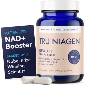 TRU NIAGEN BEAUTY NAD+ for Hair, Skin & Nails | Contains Niagen®, Astaxanthin, Hyaluronic Acid, Biotin | Supports Skin Elasticity & Moisture Retention | Daily Supplements for Men & Women | 30 Servings TRU NIAGEN buy supplements canada