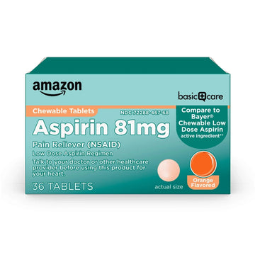 Amazon Basic Care Low Dose Aspirin 81 mg Chewable Tablets, Pain Reliever for Minor Aches, Orange Flavor, 36 Count Amazon Basic Care buy supplements canada