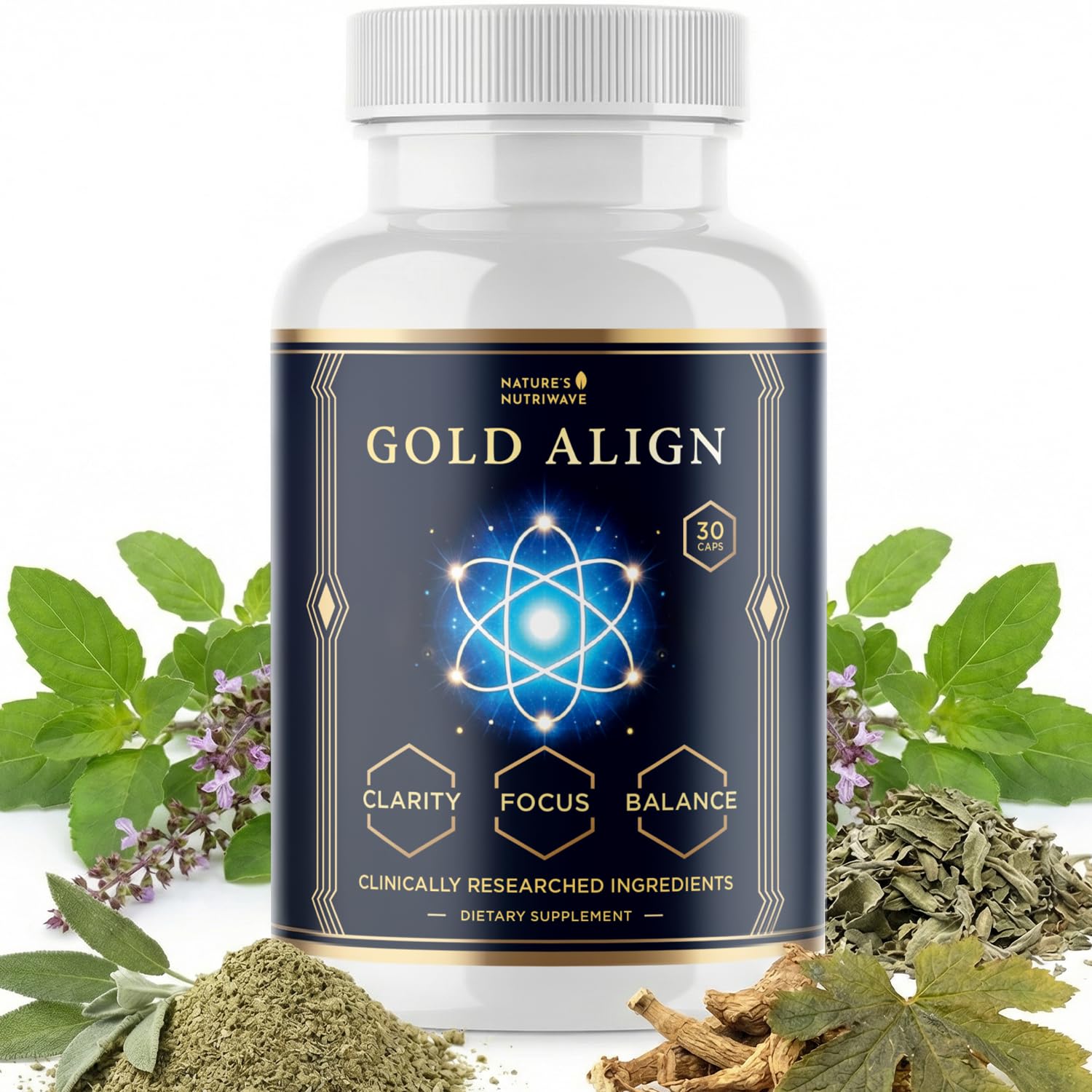 Gold Align - Holy Basil Capsules with Sage, Goldenseal, Monoatomic Gold - Herbal Supplement for Overall Health,100% Natural - Made in USA, Non-GMO, GMP-Certified - 30 Capsules, 1 Month Supply Nature’s NutriWave buy supplements canada