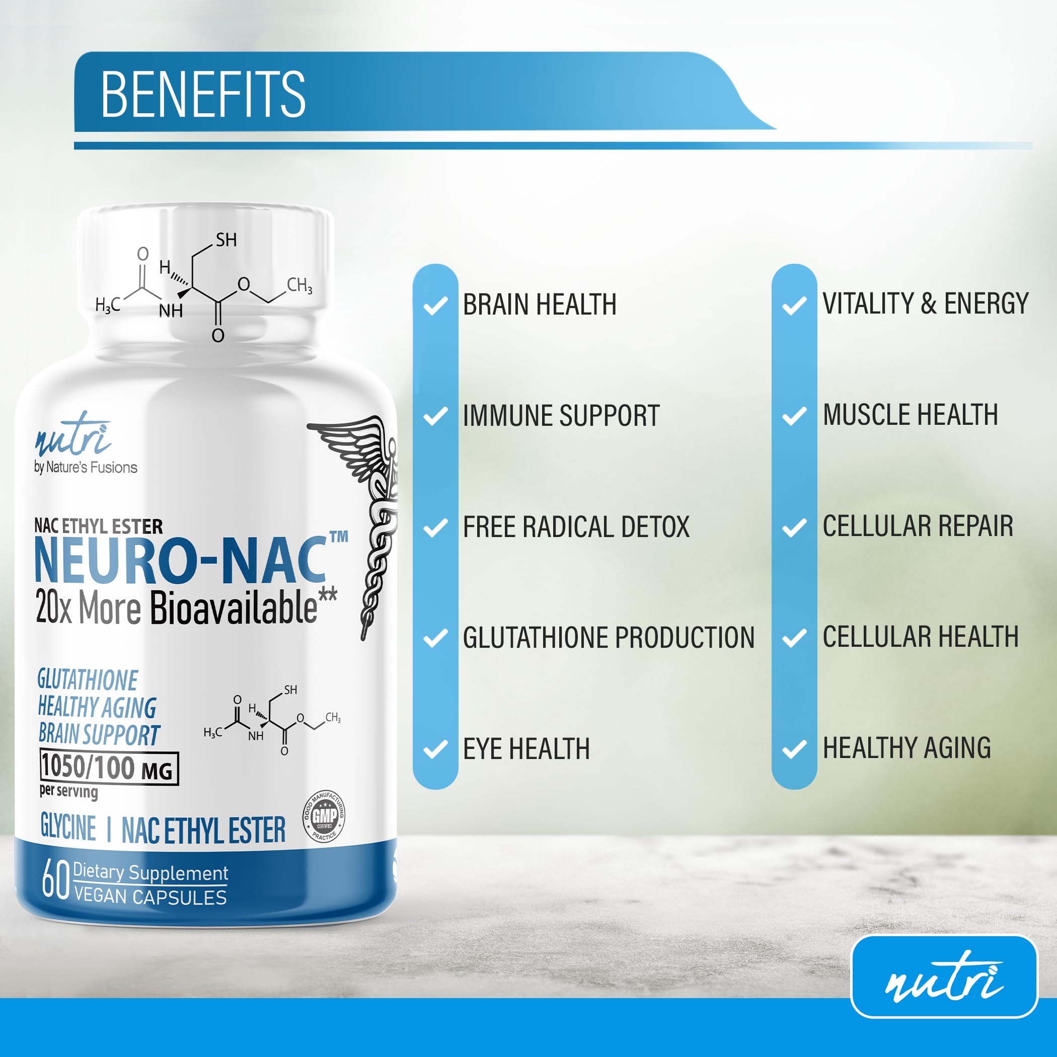 Neuro NAC Supplement N-Acetyl Cysteine Ethyl Ester - 20x More Bioavailable Than NAC 600 mg - Boost Glutathione 10x More Than Liposomal Glutathione Nature's Fusions buy supplements canada