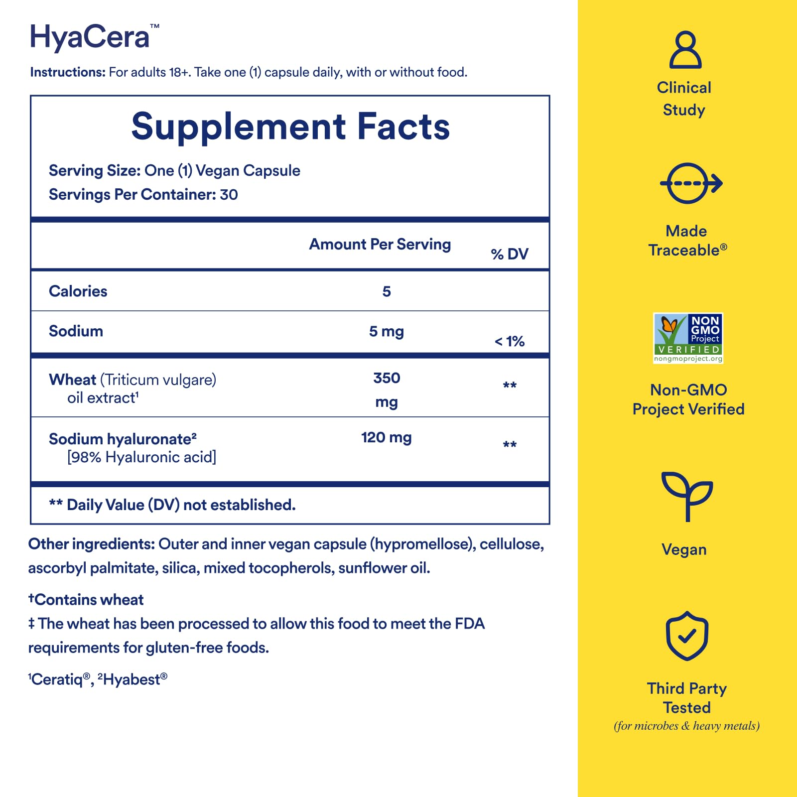 Ritual HyaCera Skin Supplement for Wrinkle Support, with Hyabest® and Ceratiq® for Skin Hydration Support, Hyaluronic Acid, Glycolipids, Ceramides, Gluten Free, Non GMO, Vanilla Essence, 30 Day Supply Ritual buy supplements canada