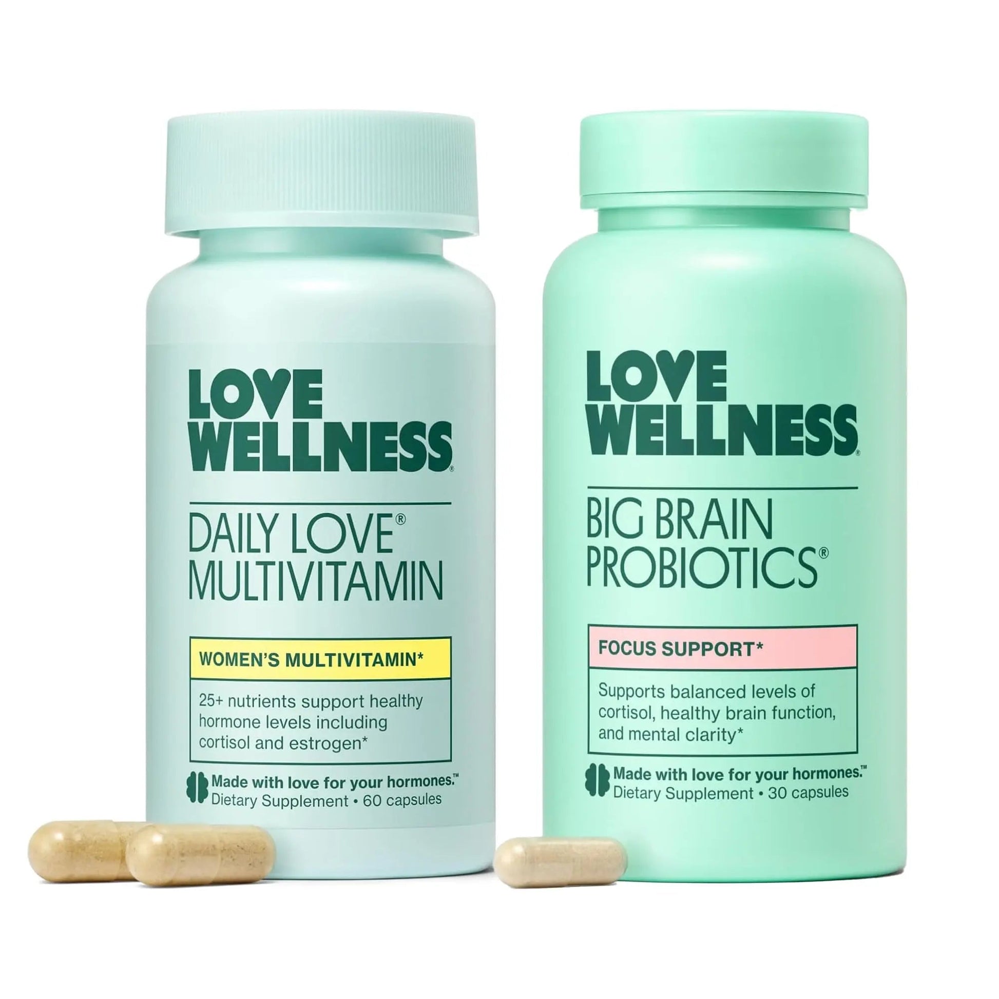 Love Wellness Daily Love Multivitamin & Big Brain Probiotics | Mind and Body Duo | Womens Vitamin and Probitoic Love Wellness buy supplements canada