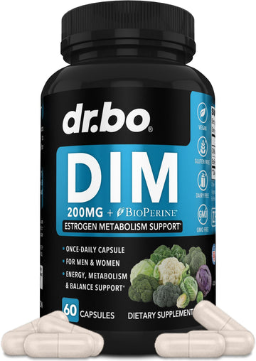 DIM Supplement for Women & Men 200mg - Androgen Estrogen Blocker for Men & Women, Hormonal Acne Pills, Hormone Balance, Menopause Support, Diindolylmethane DIM Supplement Plus BioPerine - 60 Capsules DR. BO buy supplements canada