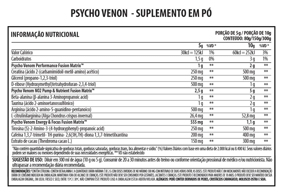 Psycholabz Pre Treino Psycho Venom 300g - Double Lemon Sabor Limão Psycholabz buy supplements canada