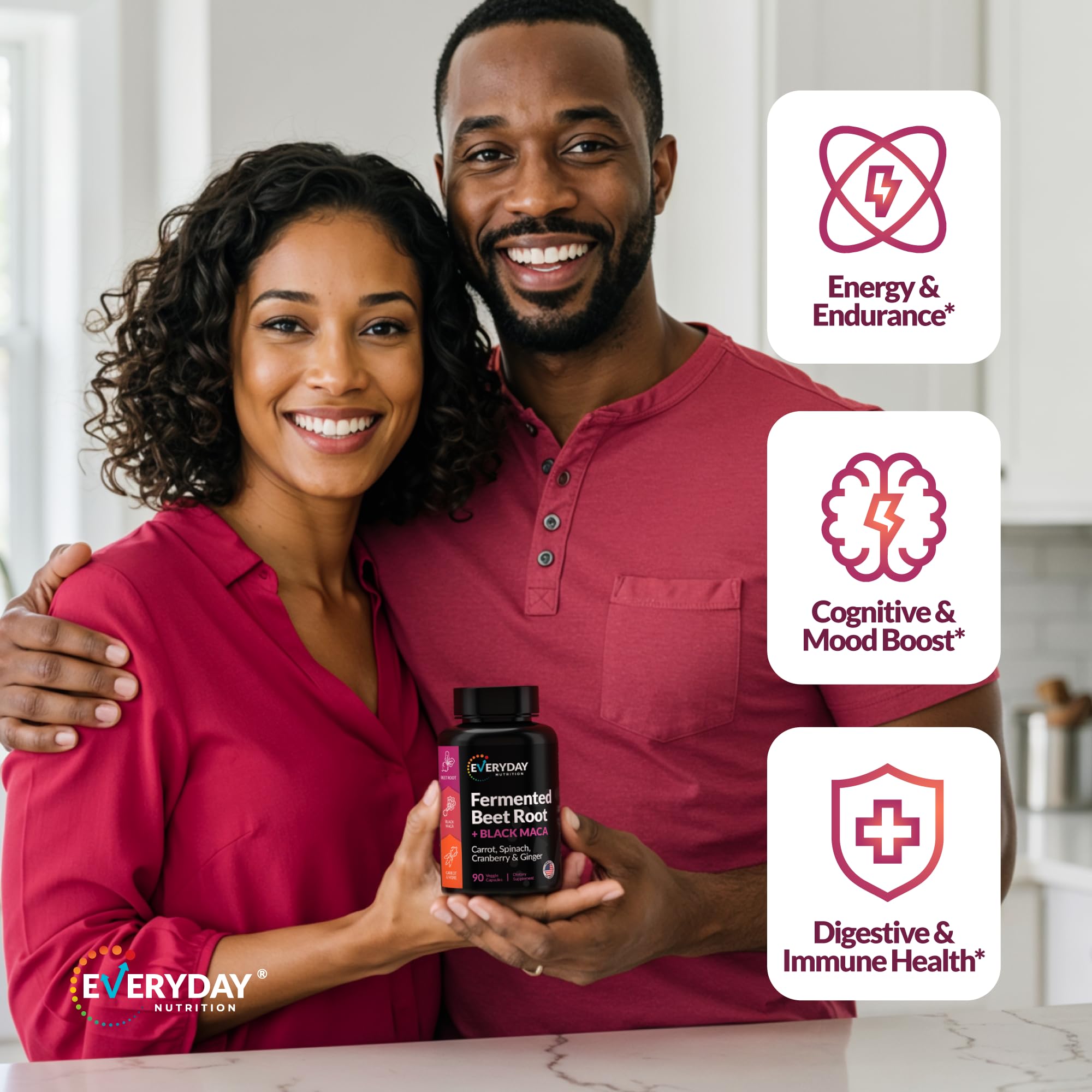 EVERYDAY NUTRITION Organic Fermented Beet Root & Black Maca Capsules with Carrot, Spinach, Cranberry & Ginger | Superfood for Energy, Stamina & Wellness | 90 Veggie Capsules | Made in USA EVERYDAY NUTRITION buy supplements canada