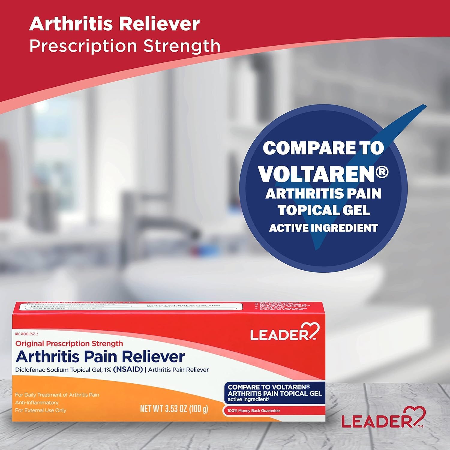 Leader Arthritis Pain Relief Gel, Original Prescription Strength, Diclofenac Sodium Topical Gel 1%, for Adults, Both Men & Women, and Children 12+, Compare to Voltaren, 3.53 Oz Leader buy supplements canada