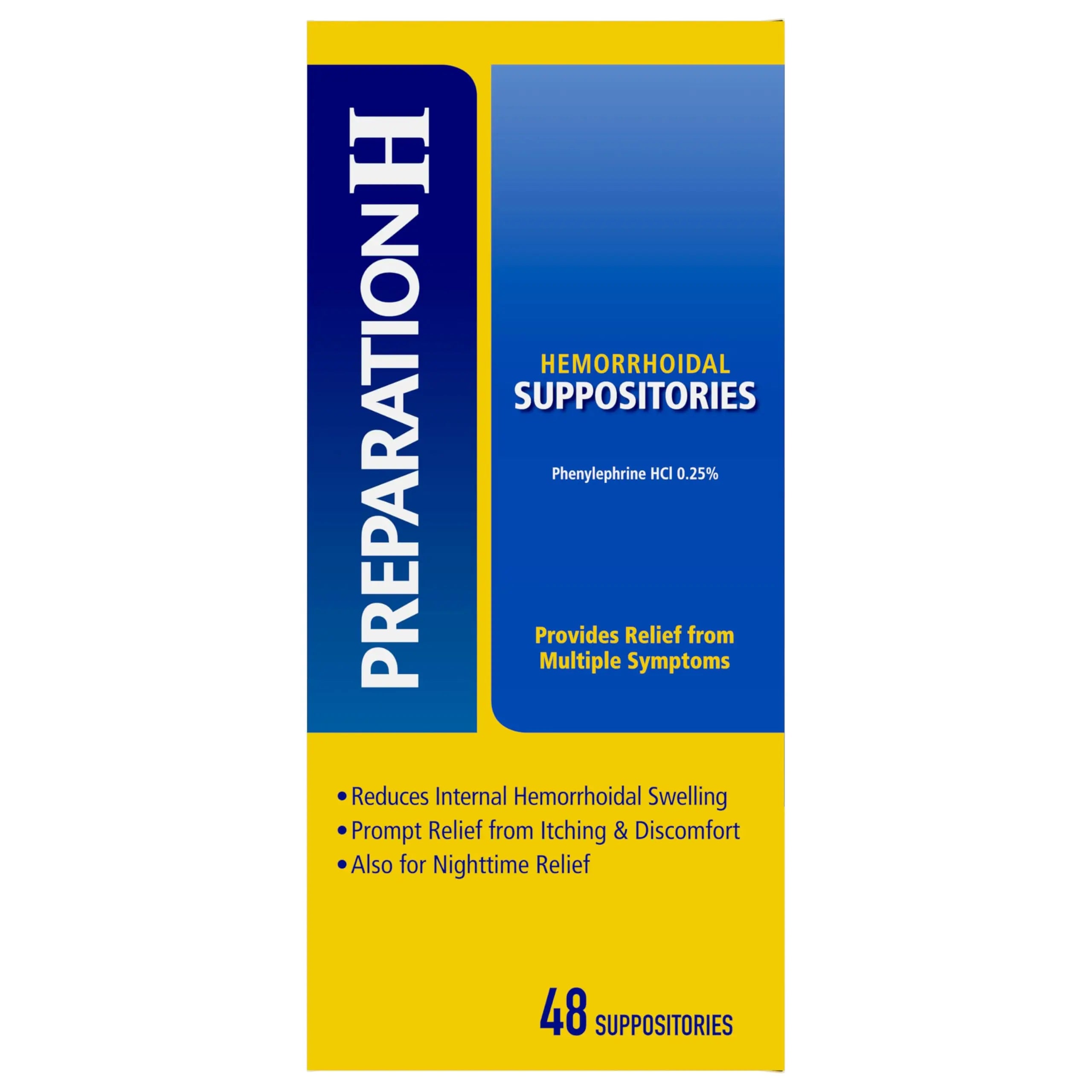 PREPARATION H Hemorrhoid Symptom Treatment Suppositories, Burning, Itching and Discomfort Relief (48 Count) Preparation H buy supplements canada