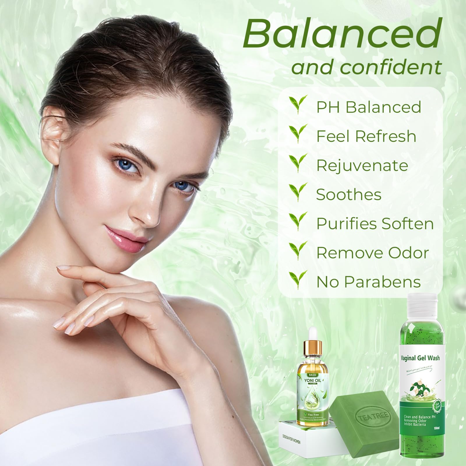 Feminine Wash & Yoni Oil & Yoni Soap Tea Tree Set for Women, Yoni Wash for Vaginal Ph Balance Remove BASSI buy supplements canada