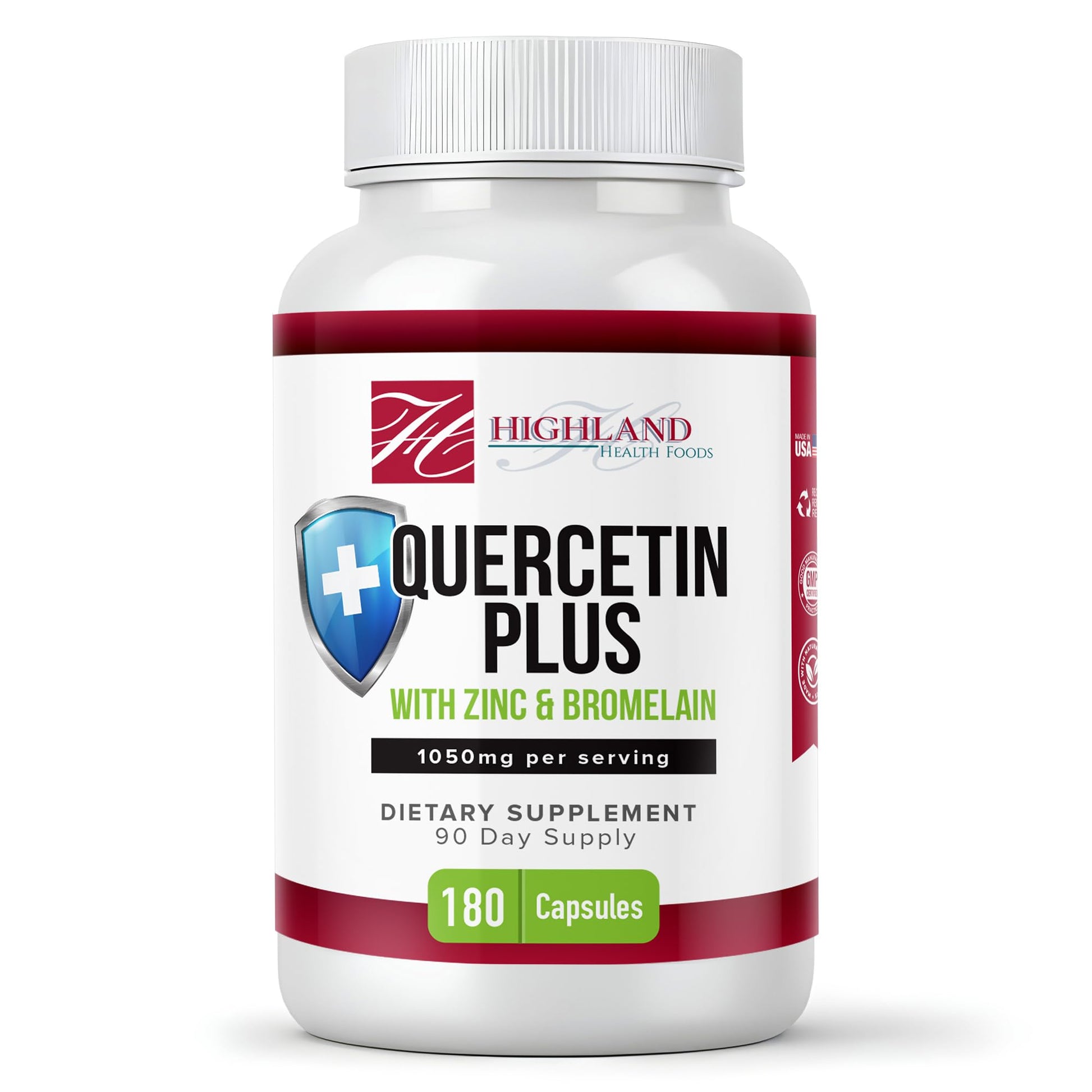Highland Health Foods Quercetin Plus Bromelain and Zinc 180 Capsules - Immune Support Supplement for Adults, Teens, Seniors - Quercetin with Bromelain for Immune Support Highland Health Foods buy supplements canada