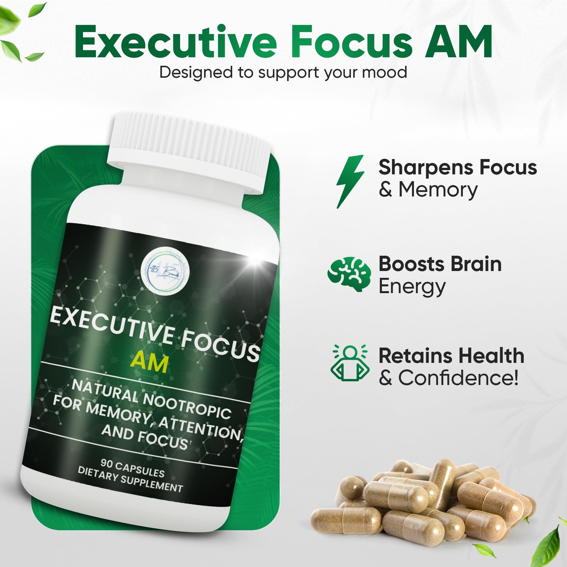 12-in-1 Natural Nootropic Brain Supplement for Memory and Focus, Nootropic for Men & Women, Brain Support Pill for Adults, Brain Vitamins - Focus 30 Day Supply Executive Focus buy supplements canada
