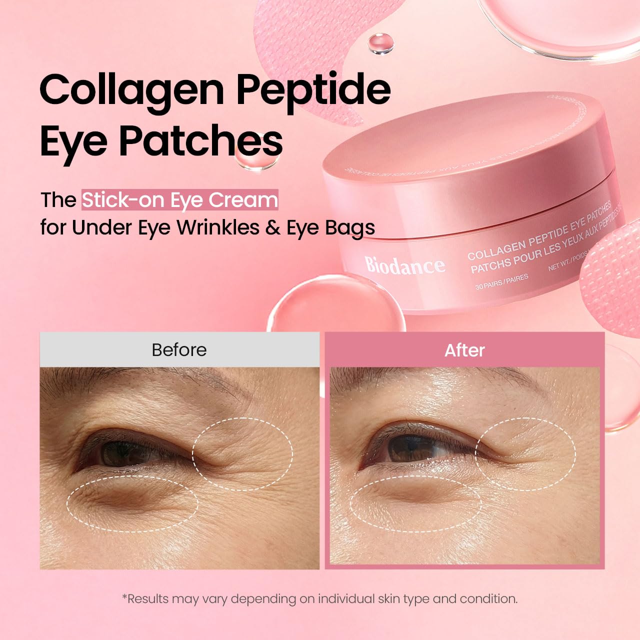 BIODANCE Collagen Peptide Eye Patches, Anti Wrinkle & Smile Line Patches for Face, Under Eye Mask for Fine Lines & Eye Bags, Travel Essentials & Self Care Gifts for Women, Korean Skin Care (60 Count) BIODANCE buy supplements canada