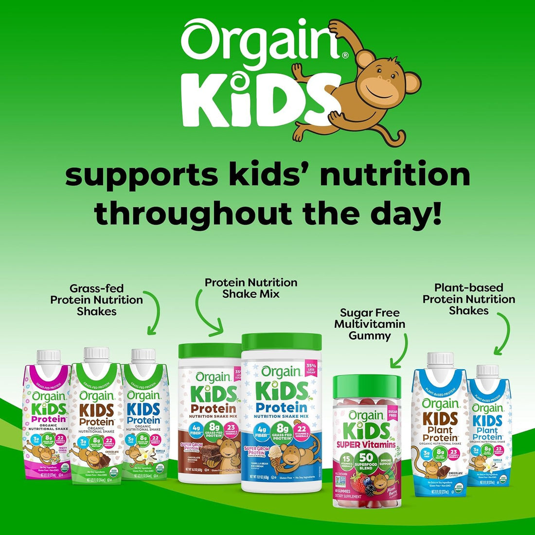 Orgain Organic Kids Nutritional Protein Shake, Fruity Cereal - Kids Snacks with 8g Dairy Orgain buy supplements canada