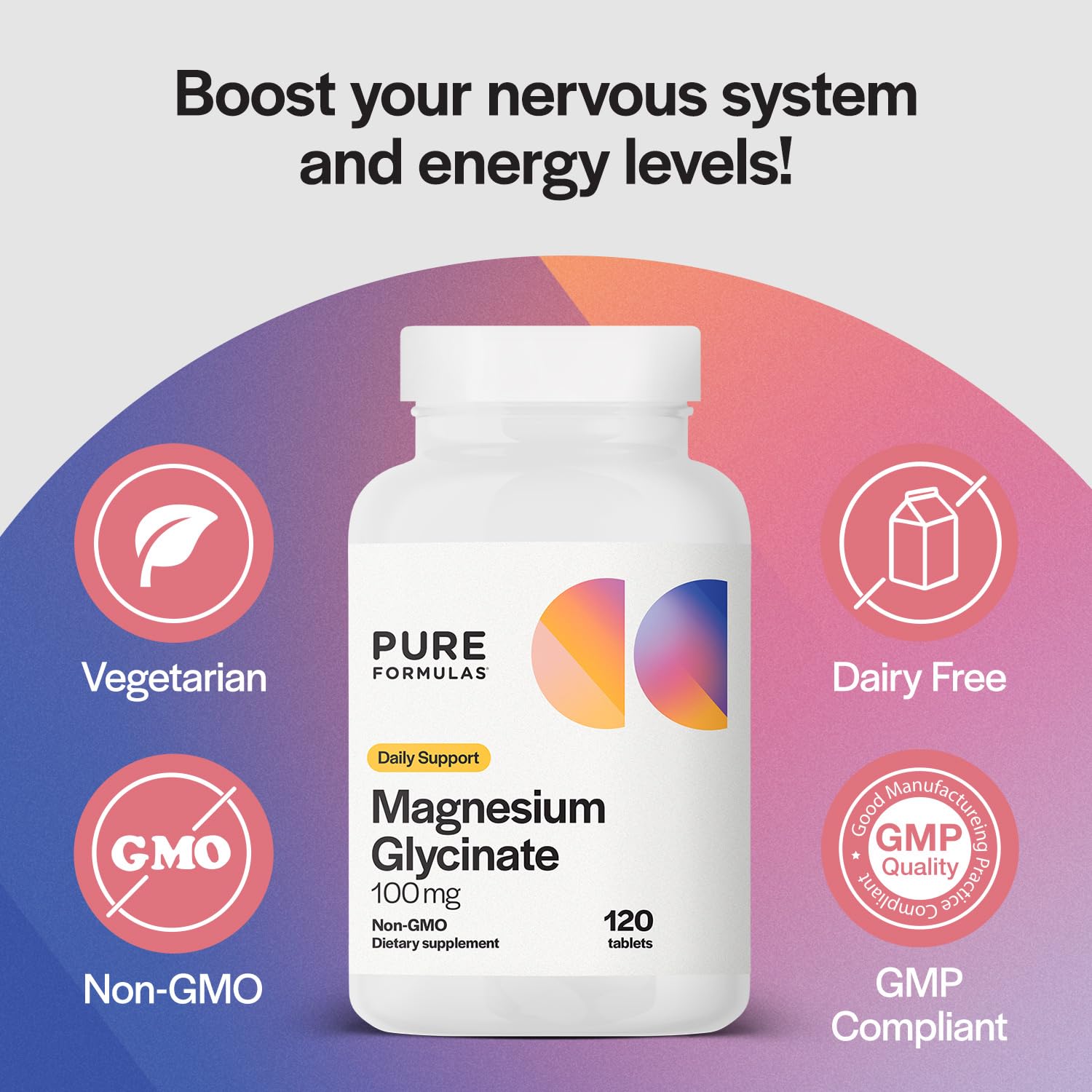 PureFormulas Magnesium Glycinate 100 mg Daily Support for Stress, Nerves, Sleep, Muscles, Metabolism Pure Magnesium Glycinate Supplement for Women and Men Magnesio Non-GMO 120 Tablets PureFormulas buy supplements canada