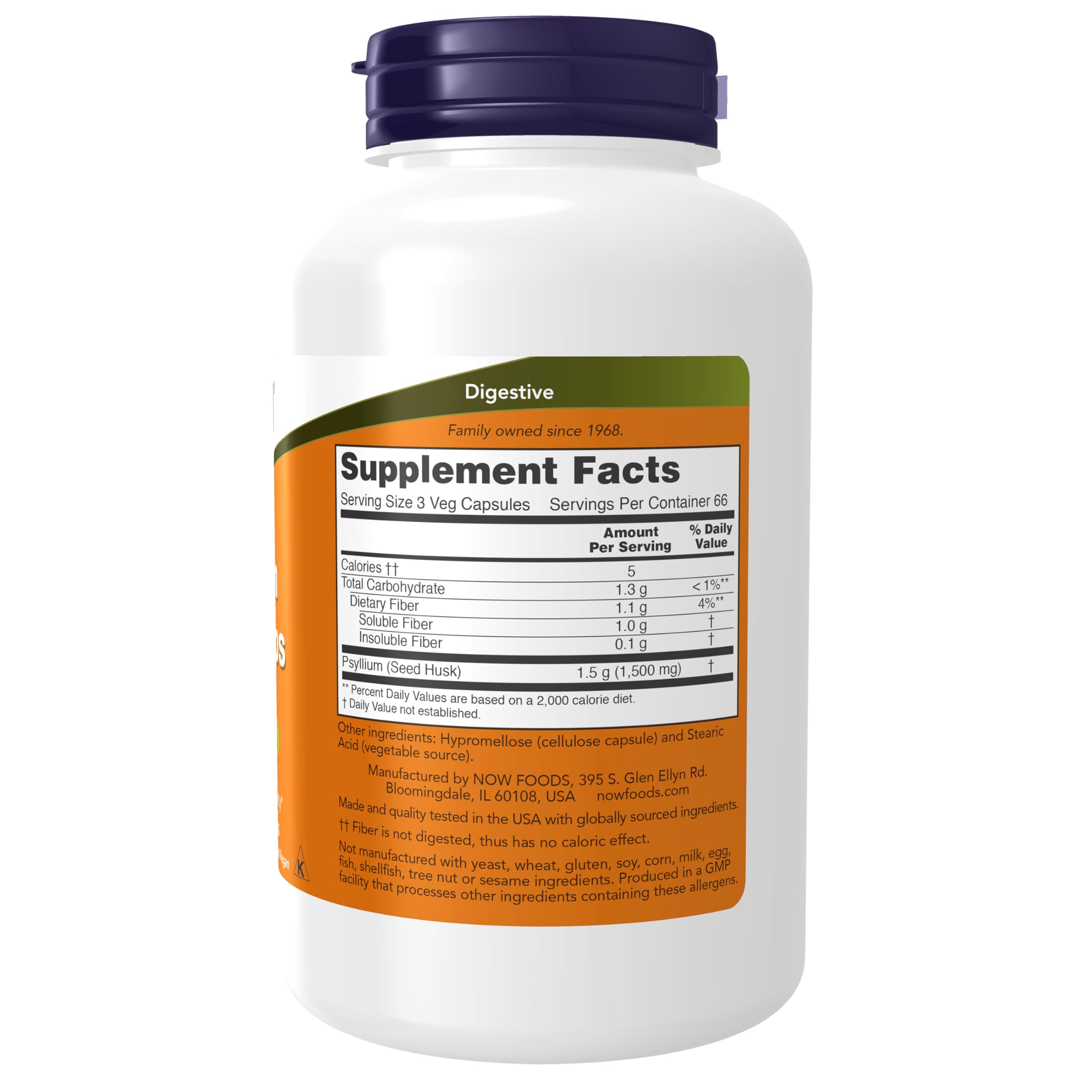 NOW Foods Supplements, Psyllium Husk Caps 500 mg, Non-GMO Project Verified, Natural Soluble Fiber, Intestinal Health*, 200 Veg Capsules NOW Foods buy supplements canada