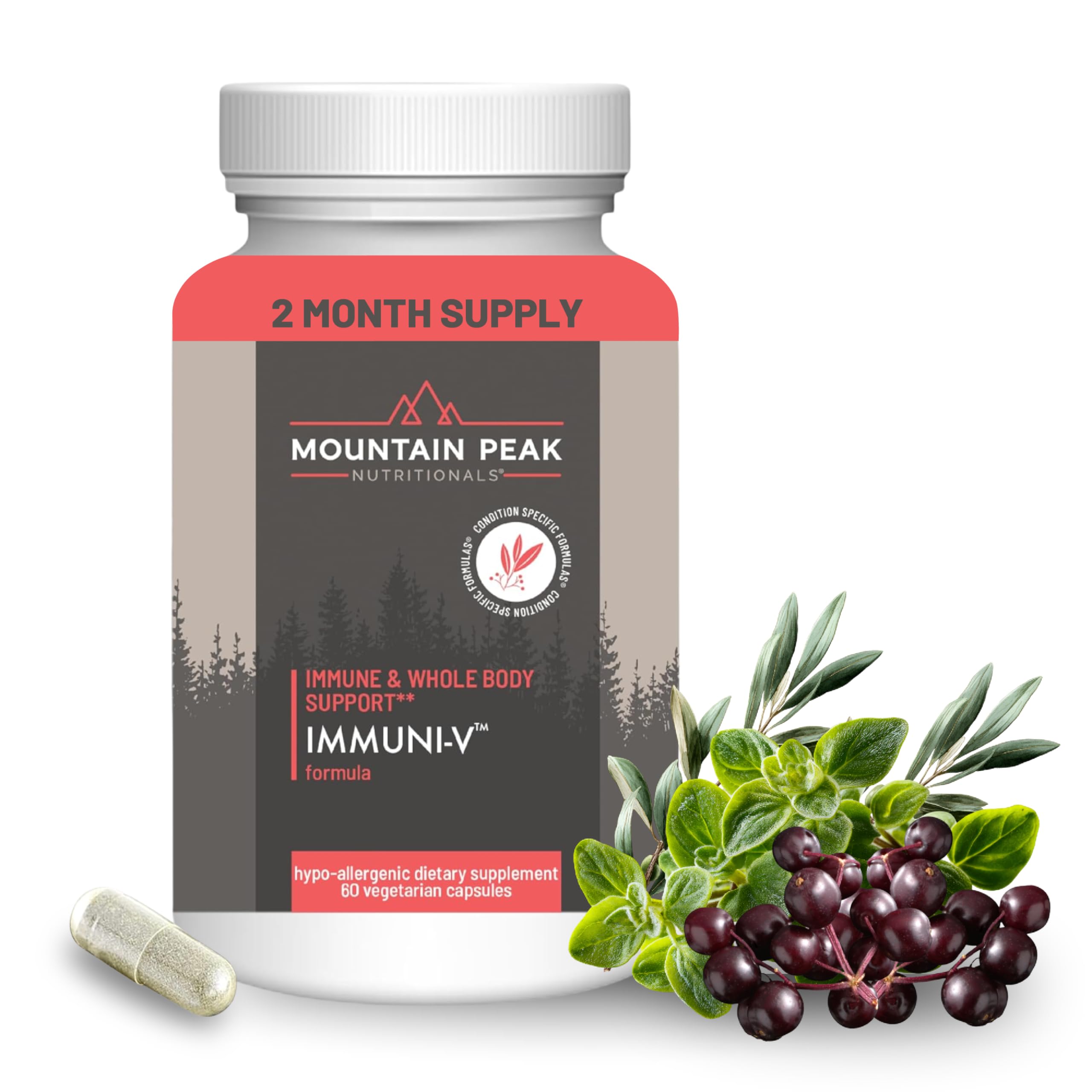 Mountain Peak Nutritionals Immuni-V - Immune System & Whole Body Support Supplement - Natural Antioxidant Booster with Humic Acid, Olive Extract, & Elderberry (60 Vegetarian Capsules) Mountain Peak Nutritionals buy supplements canada