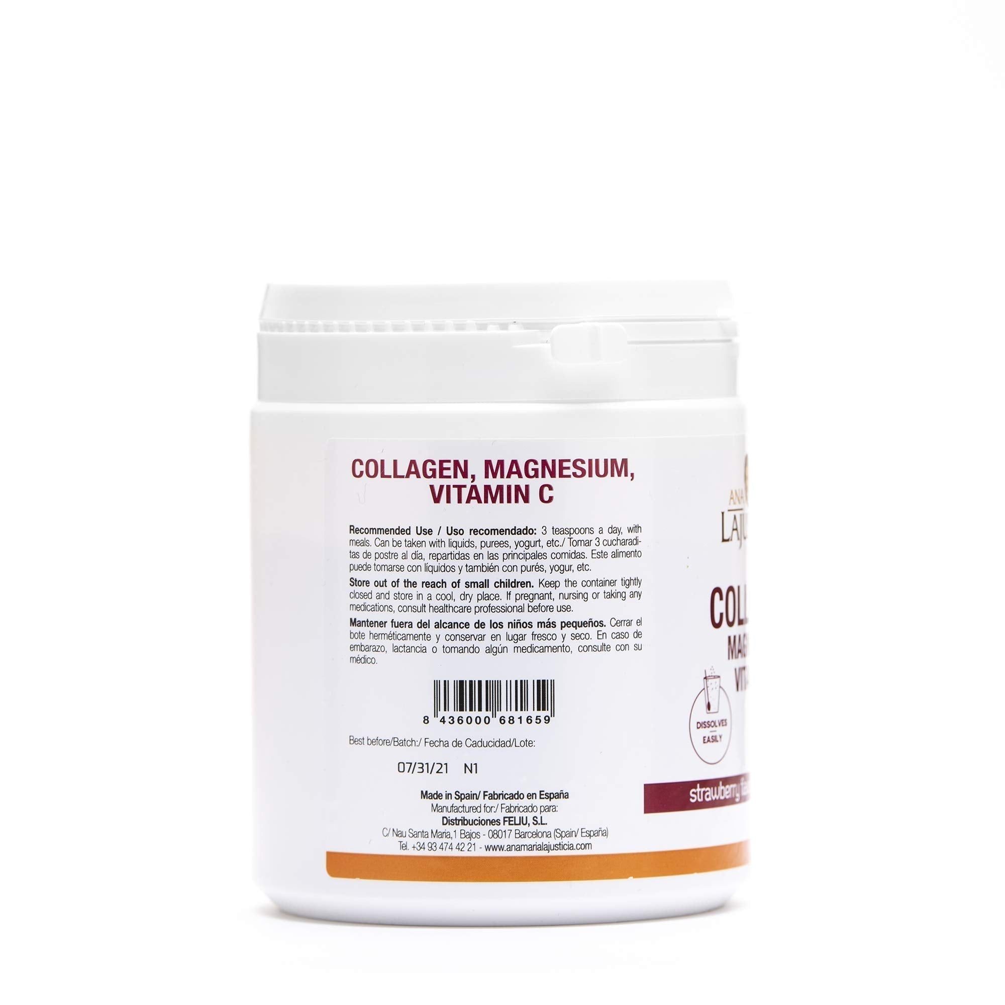 Ana Maria Lajusticia – Collagen with magnesium and vit c – 350 grams (strawberry flavour) Ana María Lajusticia buy supplements canada