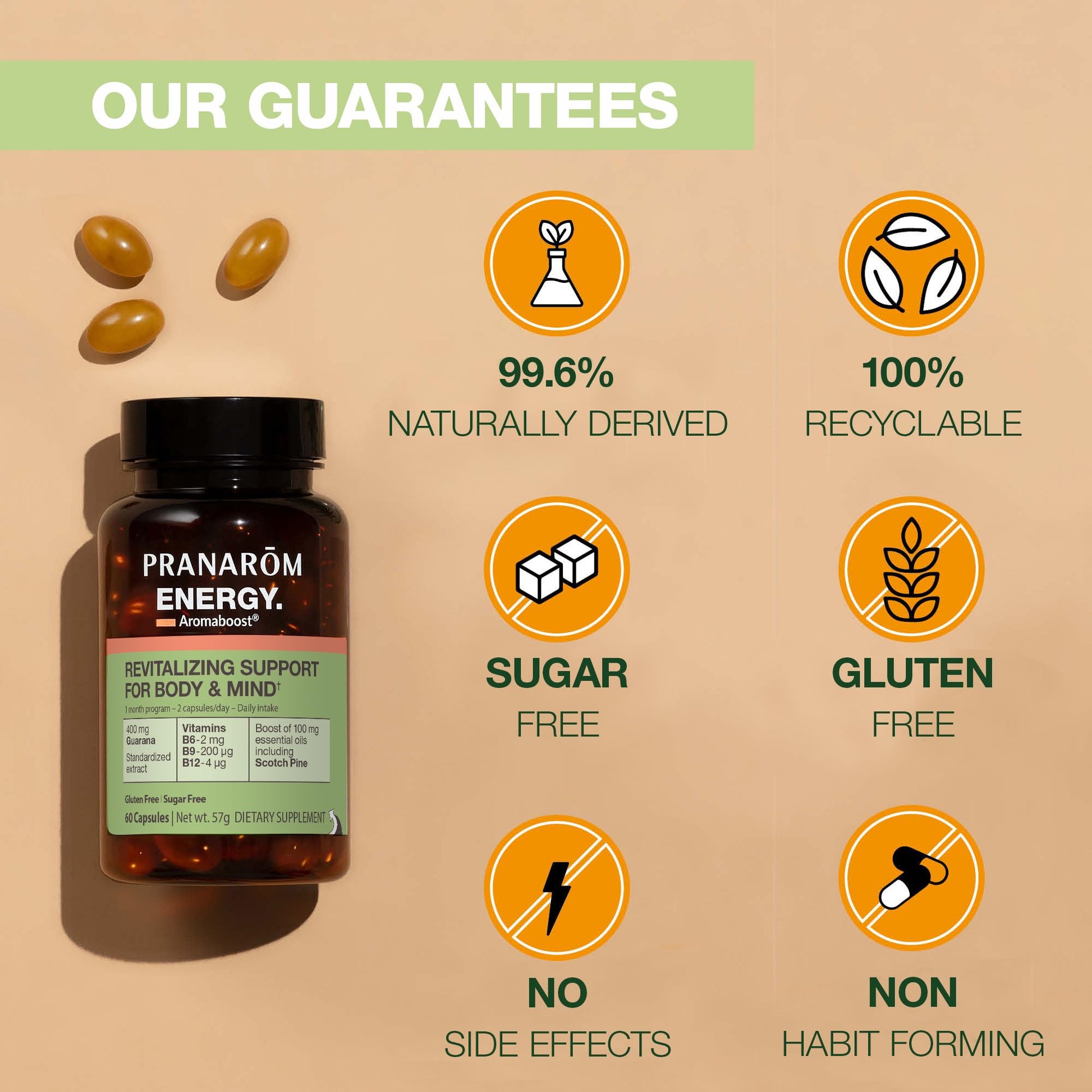Pranarom - Aromaboost Energy Herbal Supplement - for Physical and Mental Fatigue - Guarana - Vitamins B6 B9 B12 - Pure Scots Pine Essential Oil - 60 Count Pranarom buy supplements canada