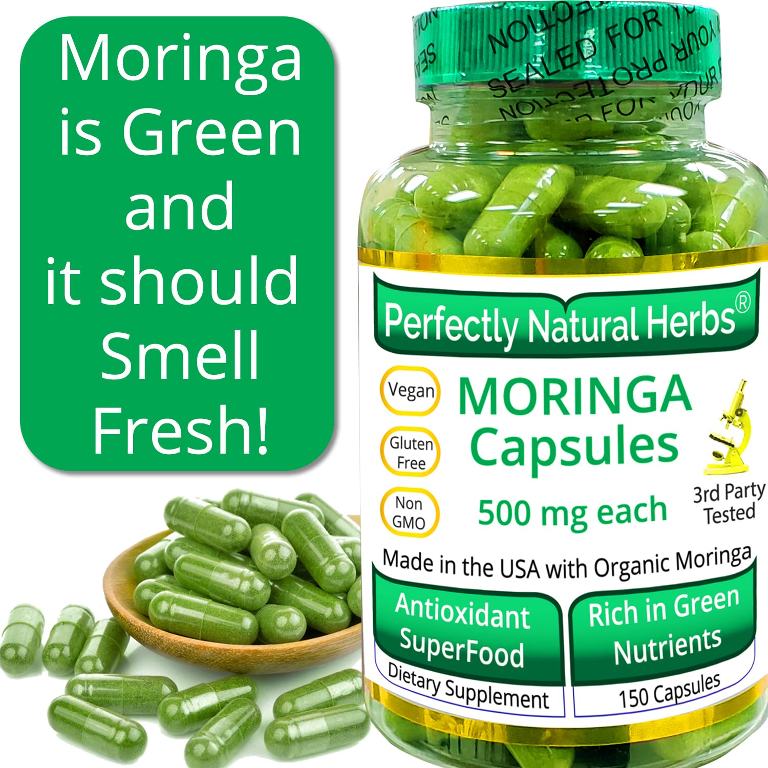 150 Moringa Capsules Made With USDA Certified Organic Moringa Leaf Powder Perfectly Natural Herbs buy supplements canada