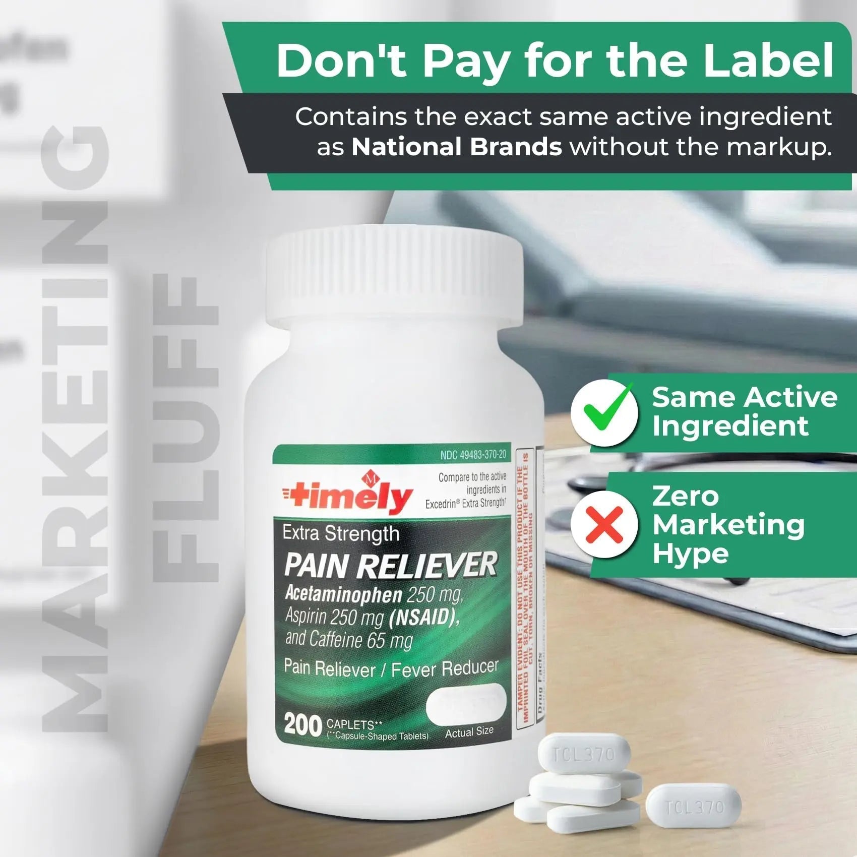 TIME-Cap Labs Extra Strength Acetaminophen 250mg with Aspirin 250mg & Caffeine 65mg Caplets - Triple Action Pain Reliever for Migraines & Headache Relief, Muscle Aches & Body Pain (200 Count) TIME-CAP LABS, INC. buy supplements canada