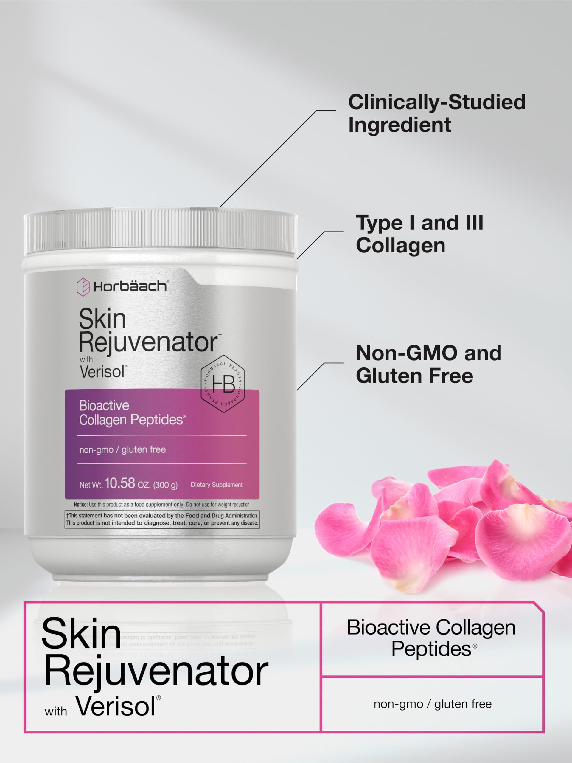 Horbäach Skin Rejuvenator with Verisol 10.58 oz | Bioactive Collagen Peptide Powder | Types I and III | Non GMO, Gluten Free Supplement Horbäach buy supplements canada