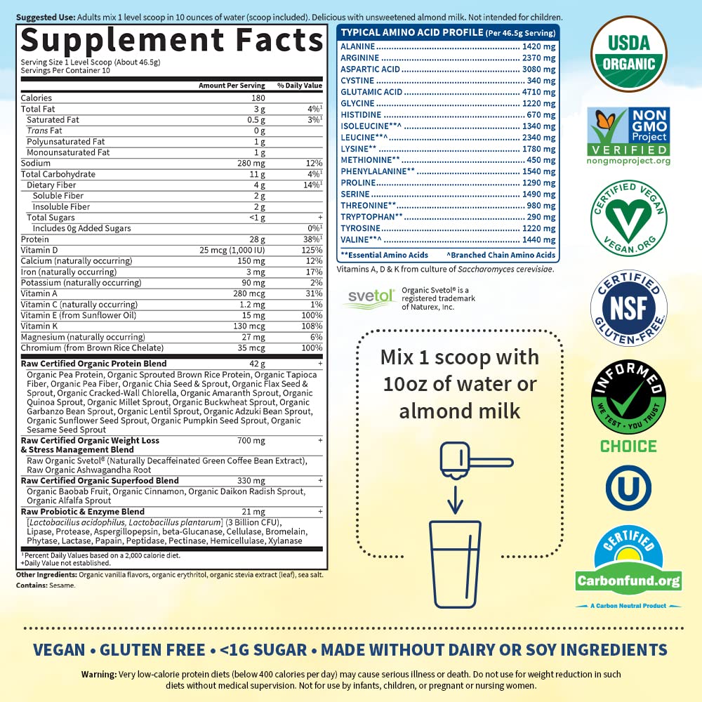 Garden of Life Raw Organic Fit Vegan Protein Powder Vanilla, 28g Plant Based Protein Garden of Life buy supplements canada