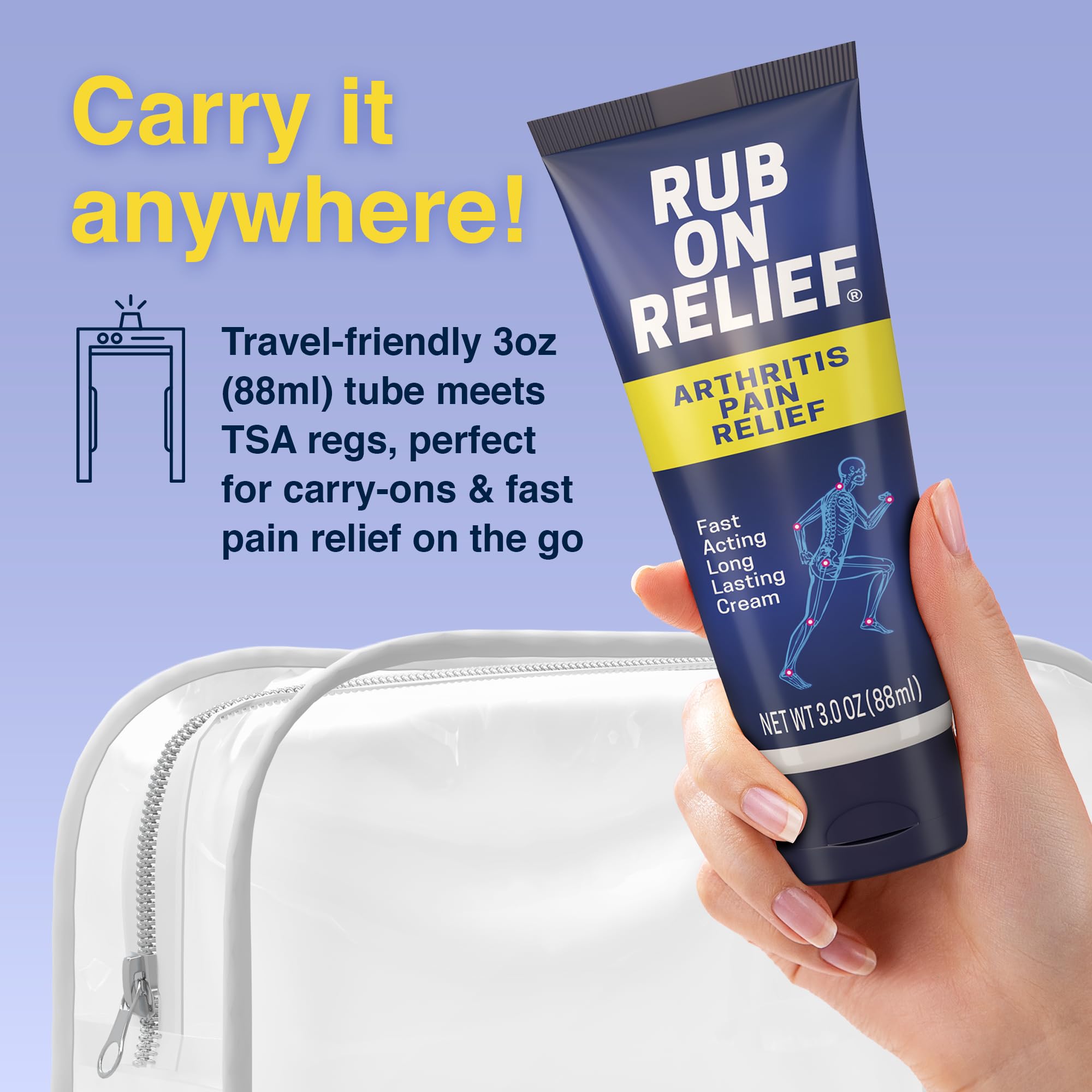 RUB ON RELIEF Arthritis Pain Relief Cream – 10-in-1 Non-Greasy Joints Pain Cream for Knees, Back, Neck, Hands, & Muscle Aches with Menthol, Camphor, Arnica, MSM & Turmeric Up to 8 Hours, 3oz (3 Pack) RUB ON RELIEF buy supplements canada
