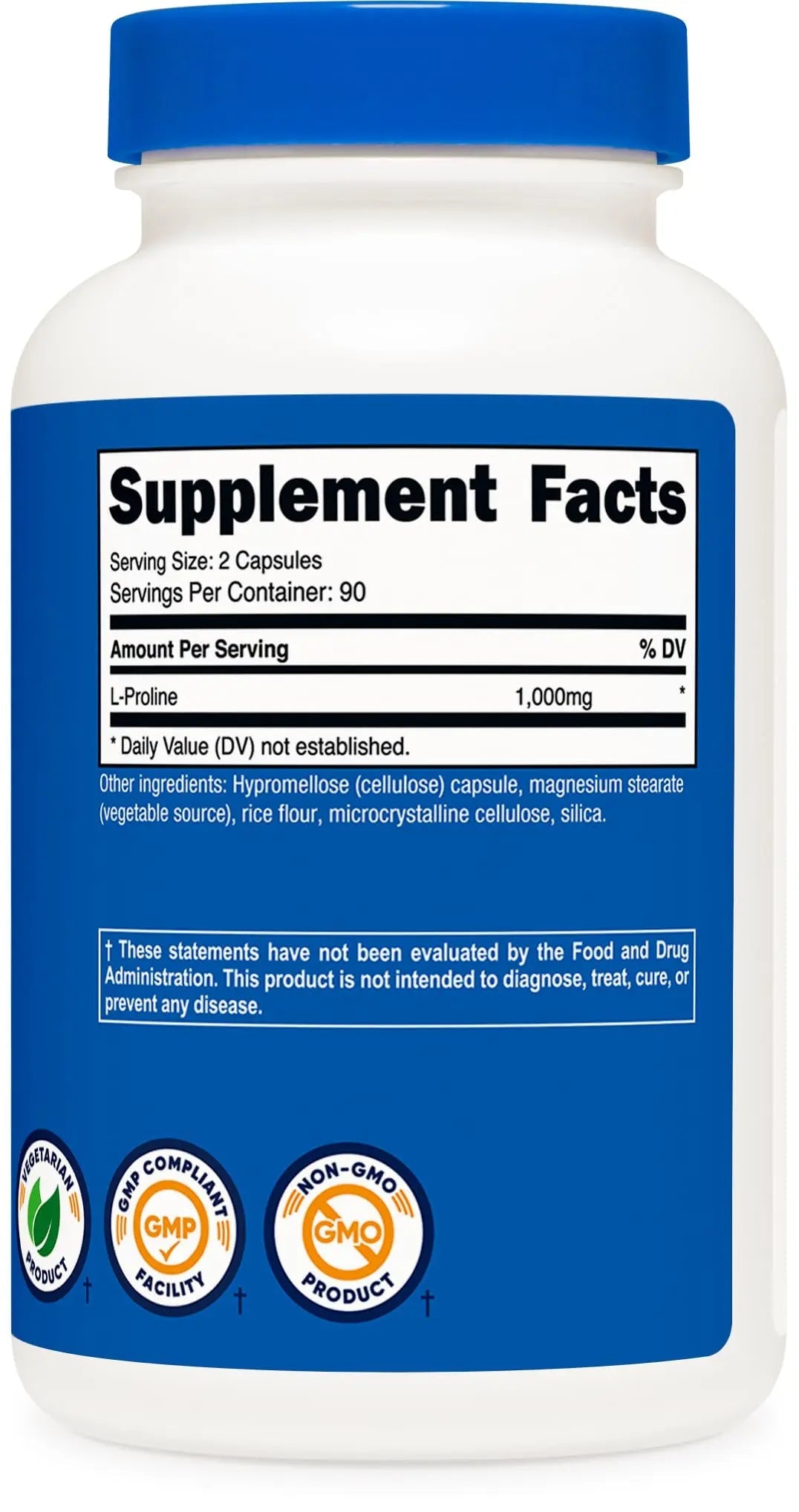 Nutricost L-Proline 1000mg, 180 Capsules (90 Servings) - 500mg Per Cap, Non-GMO, Gluten Free Nutricost buy supplements canada