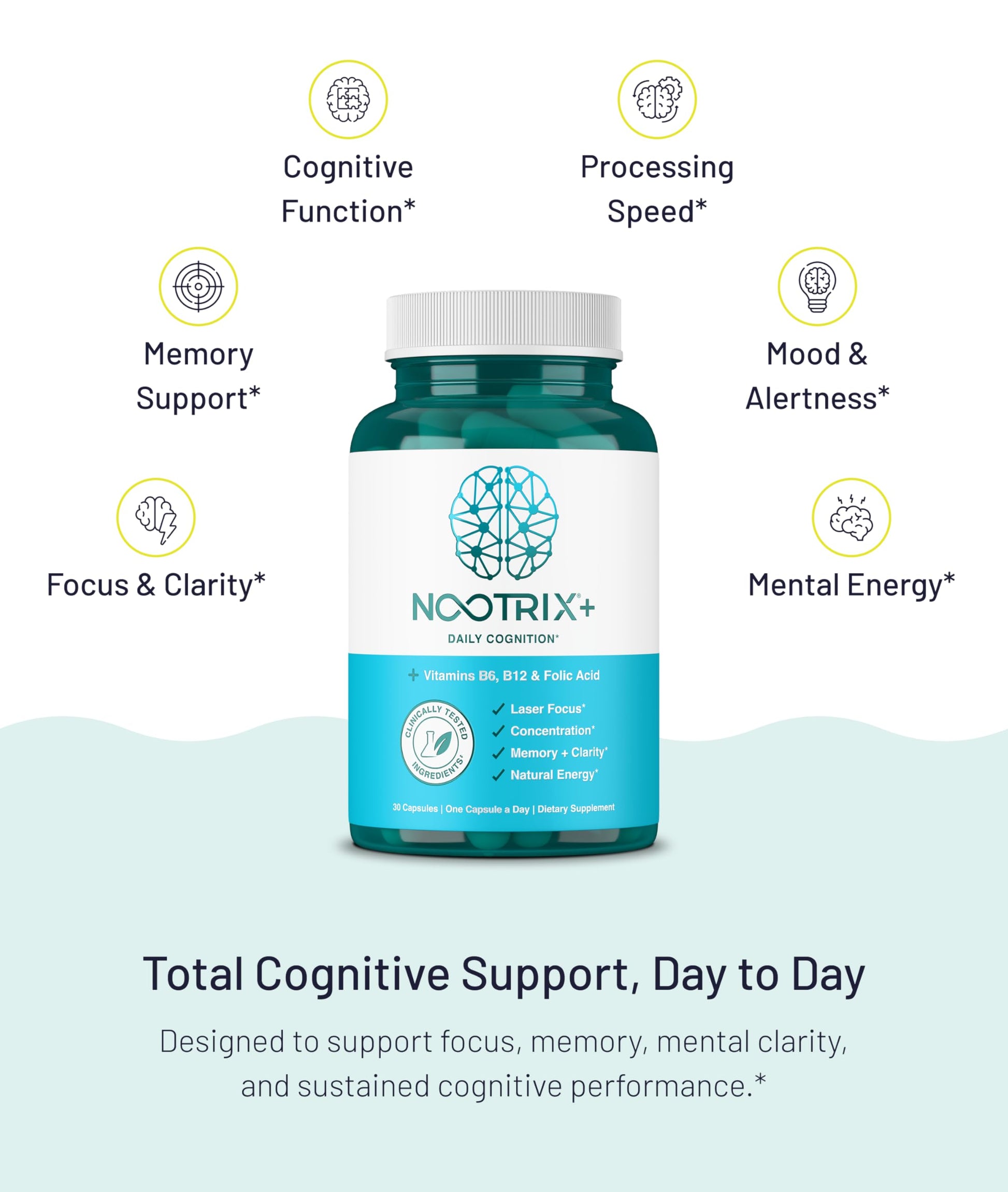 Nootrix Brain Plus Nootropic Supplement | Supports Memory, Mental Focus, Cognitive Health & Energy | Promotes Healthy Mood & Brain Function | Vitamin B1, Vitamin B6 & Vitamin B12 | 30 Capsules Nootrix buy supplements canada