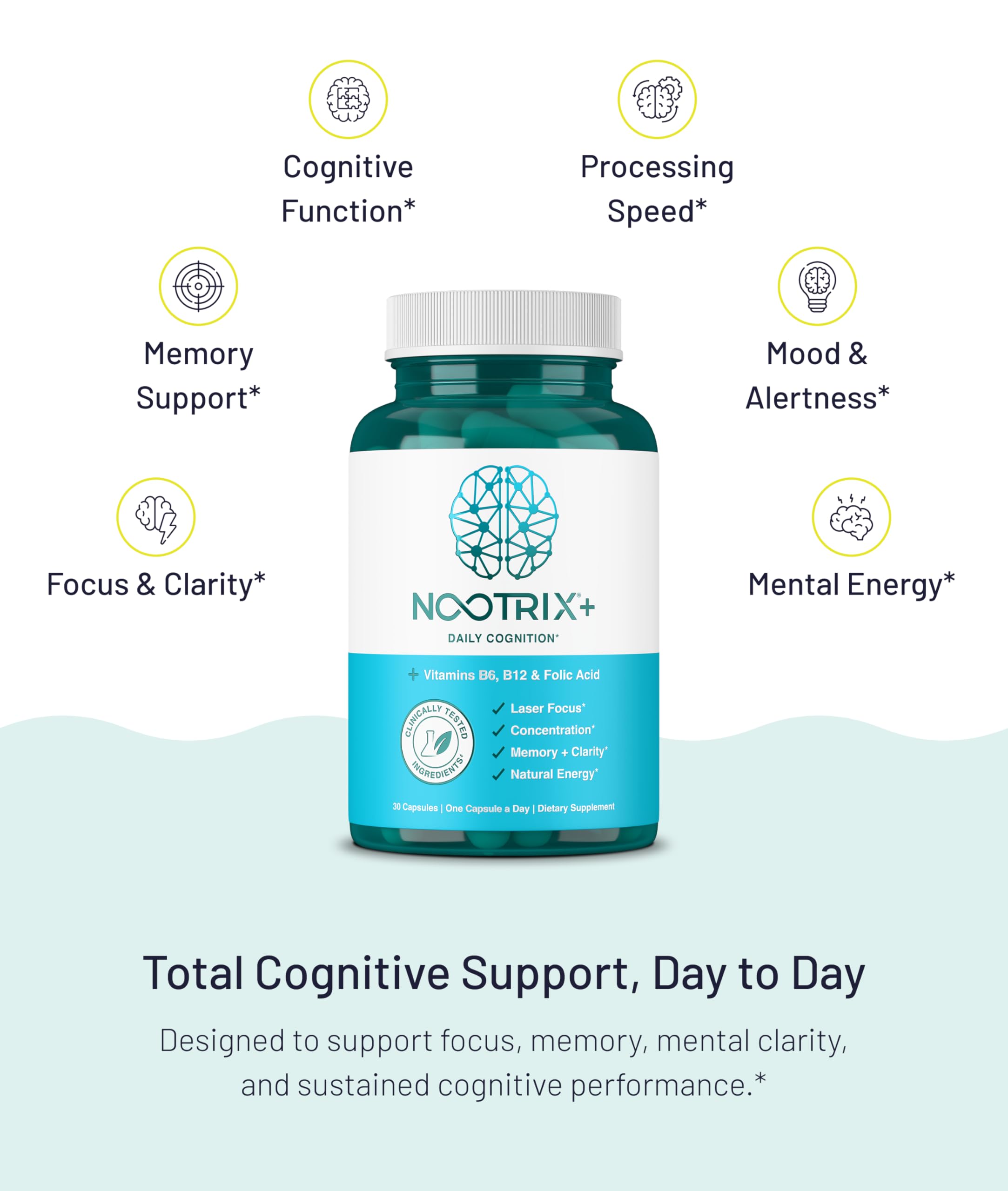 Nootrix Brain Plus Nootropic Supplement | Supports Memory, Mental Focus, Cognitive Health & Energy | Promotes Healthy Mood & Brain Function | Vitamin B1, Vitamin B6 & Vitamin B12 | 30 Capsules Nootrix buy supplements canada