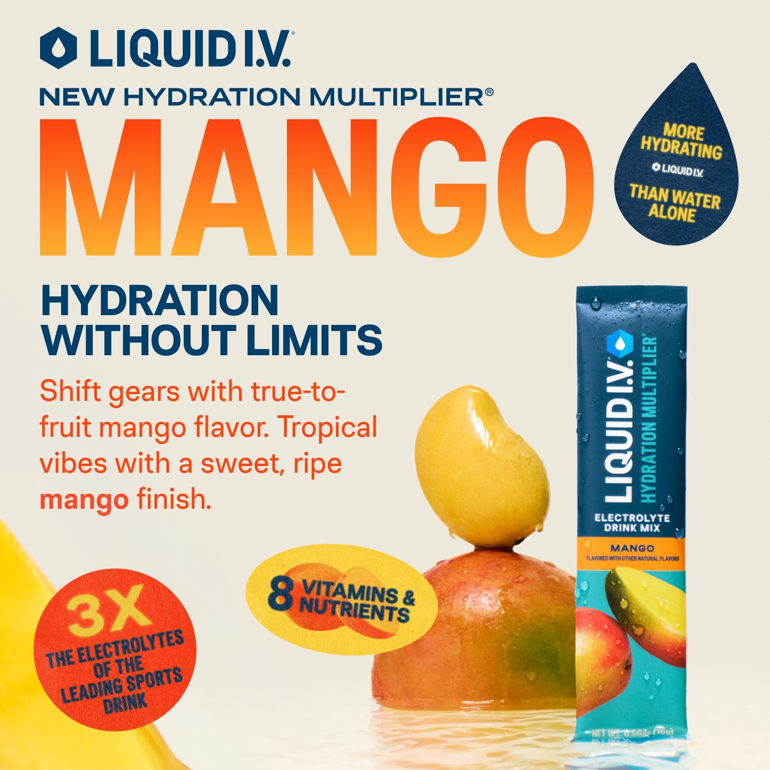 Liquid I.V.® Hydration Multiplier - Mango | Electrolyte Powder Drink Mix | 1 Pack (16 Servings) Liquid I.V. buy supplements canada