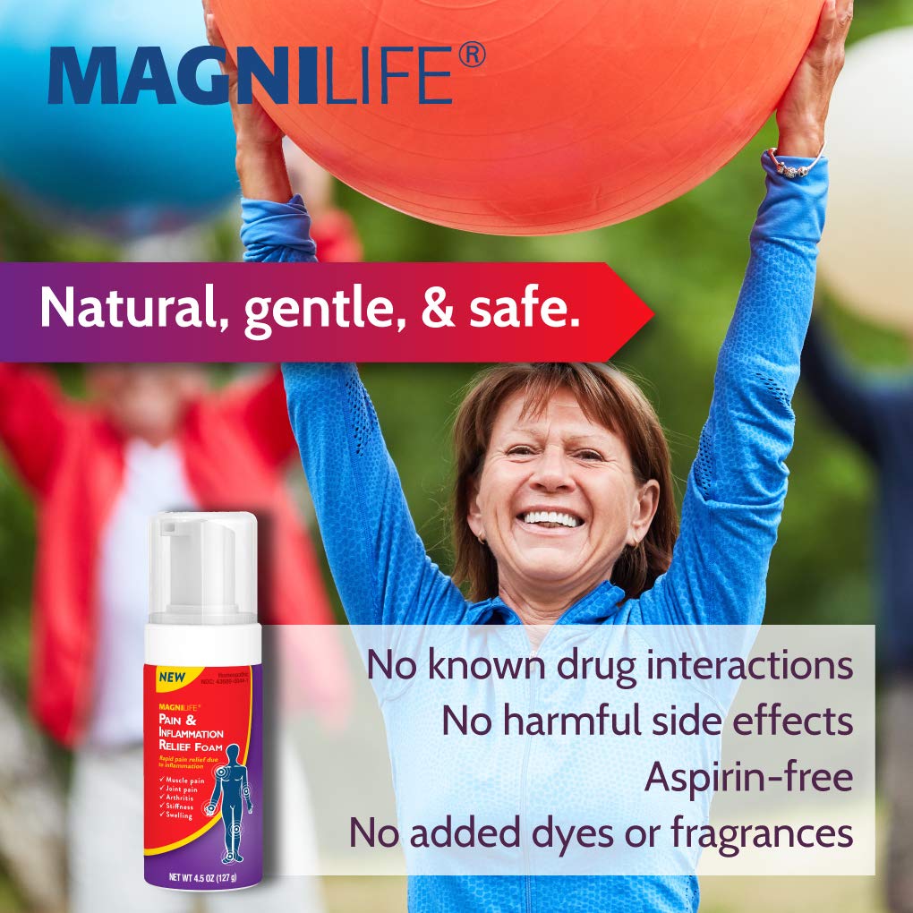 MagniLife Pain & Inflammation Relief Foam, 4 oz, Non-Greasy Arthritis Pain Reliever for Muscle, Joint, Knee, Hip, Back, Foot, Helps Ease Stiffness, Soreness, Swelling & Everyday Discomfort MagniLife buy supplements canada