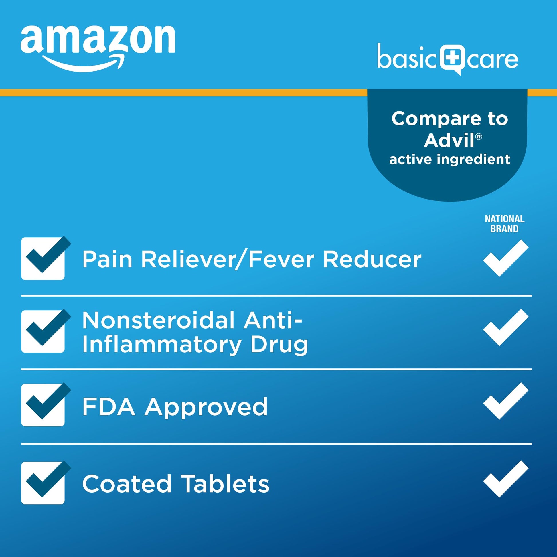Amazon Basic Care Ibuprofen Tablets, Fever Reducer and Pain Relief from Body Aches Amazon Basic Care buy supplements canada