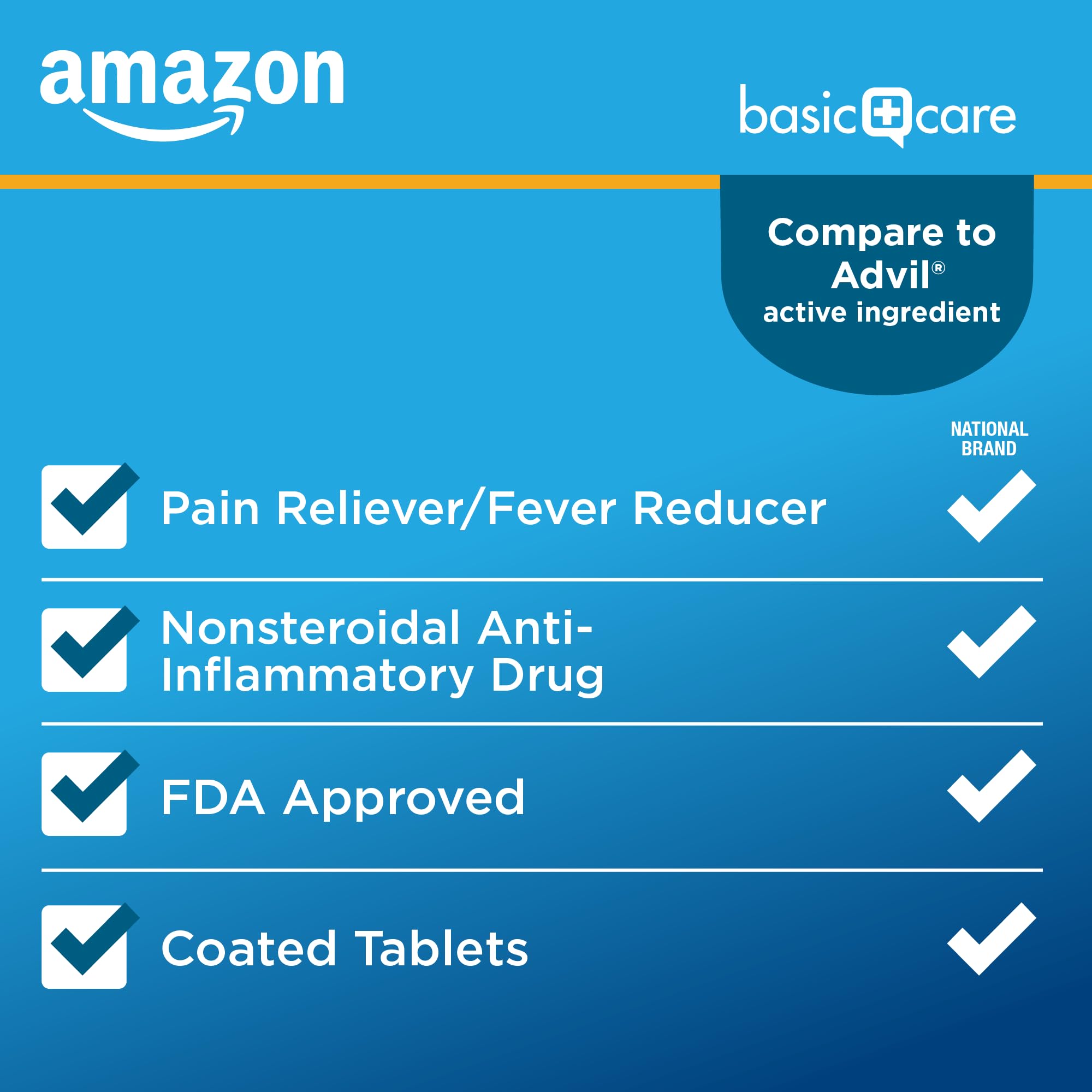 Amazon Basic Care Ibuprofen Tablets, Fever Reducer and Pain Relief from Body Aches Amazon Basic Care buy supplements canada