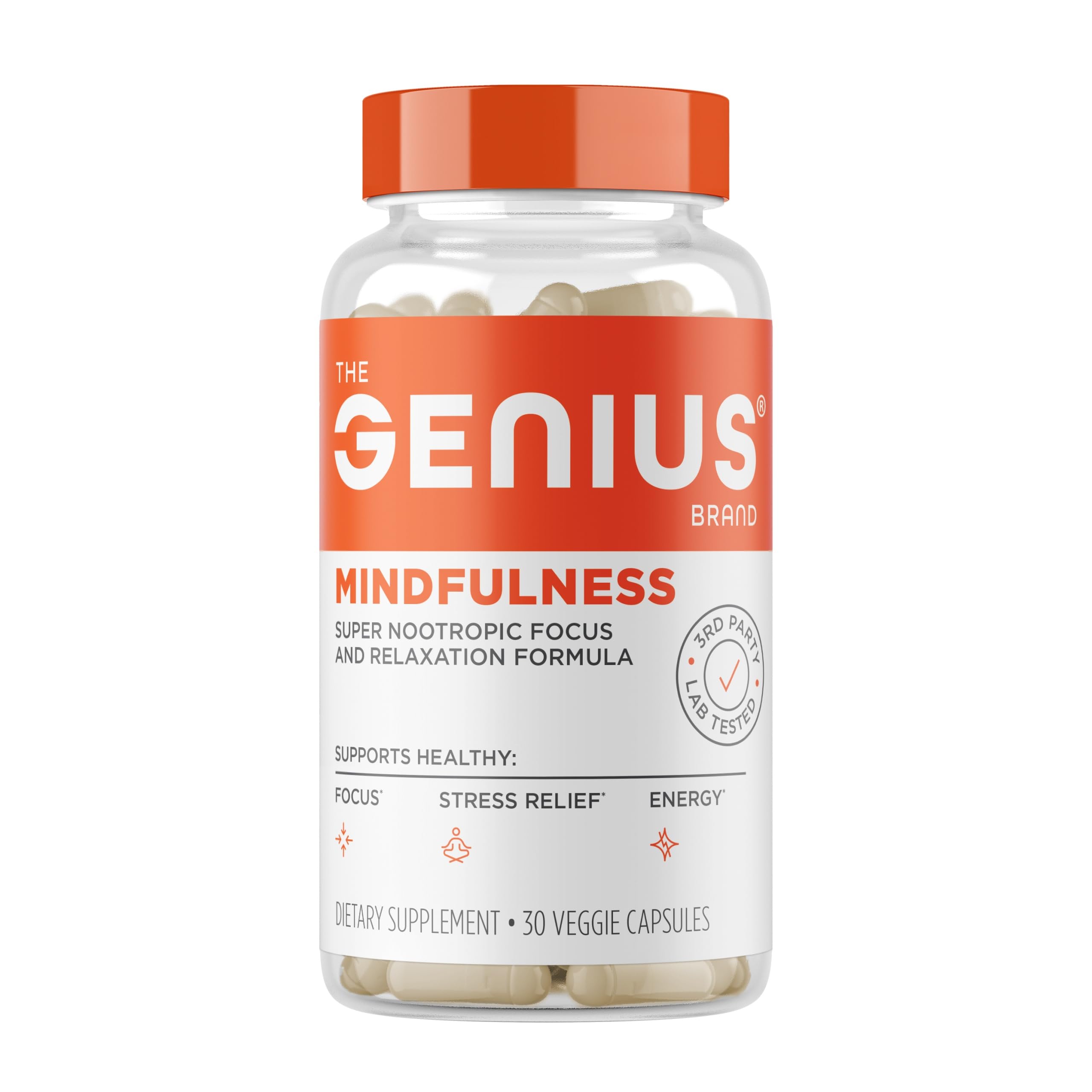 The Genius Brand Genius Mindfulness - Brain Health Supplement - Supports Healthy Mindsets - Calm, Energy, Memory & Focus Support - Ashwagandha, NeuroFactor & More - 30 Veggie Pills The Genius Brand buy supplements canada