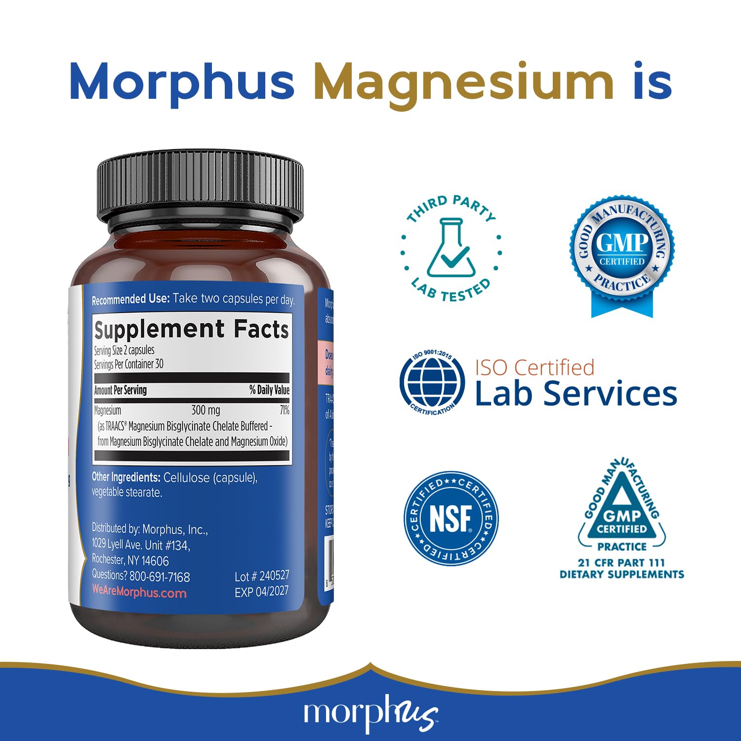 Morphus Magnesium Bisglycinate Chelate 300mg Supplement | 60 Capsules | Helps Women with Perimenopause & Menopause Symptoms | Restful Sleep, De-Stress, Relaxes Muscles & Nerves | Fast Absorption MORPHUS buy supplements canada