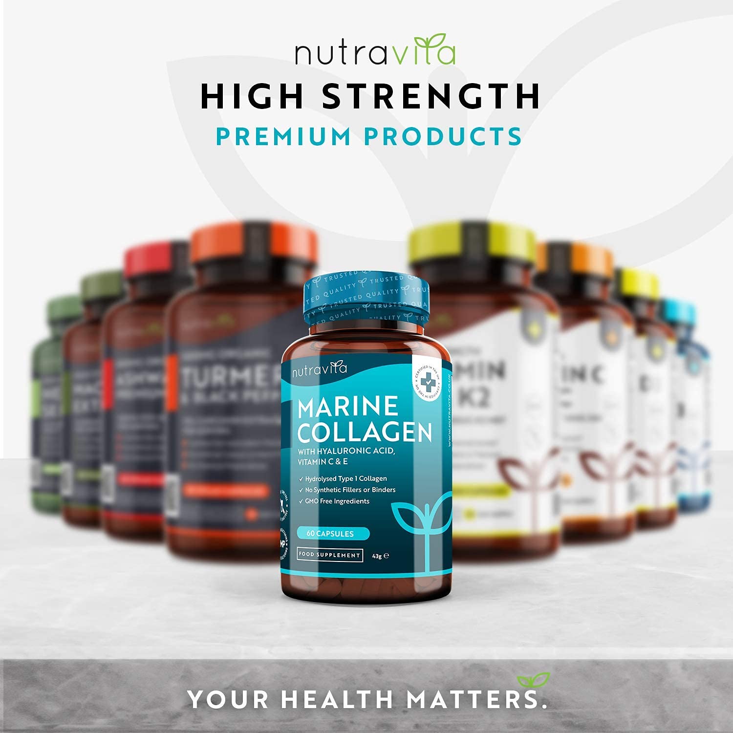 Marine Collagen 1000mg - 60 Capsules of Superior Type 1 Hydrolysed Collagen Nutravita buy supplements canada