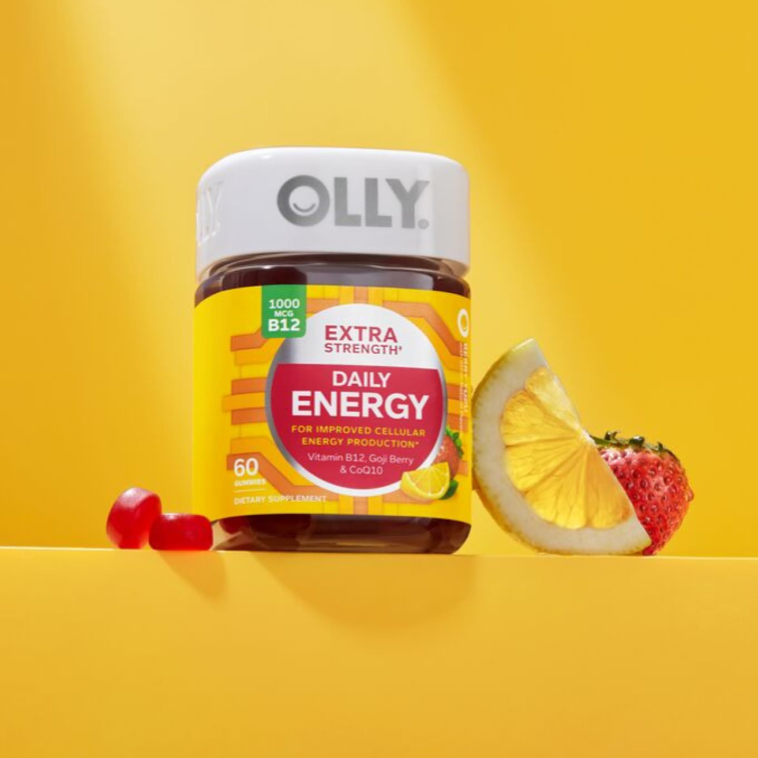 OLLY Extra Strength Daily Energy Gummy, Caffeine Free, 1000mcg Vitamin B12, CoQ10, Goji Berry, Adult Chewable Supplement OLLY buy supplements canada