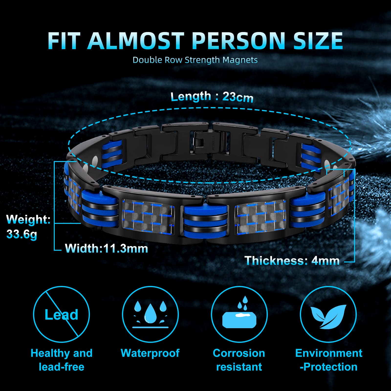JEROOT Magnetic Bracelets for Men, Blue Carbon Fiber Pure Titanium Magnetic Bracelet JEROOT buy supplements canada