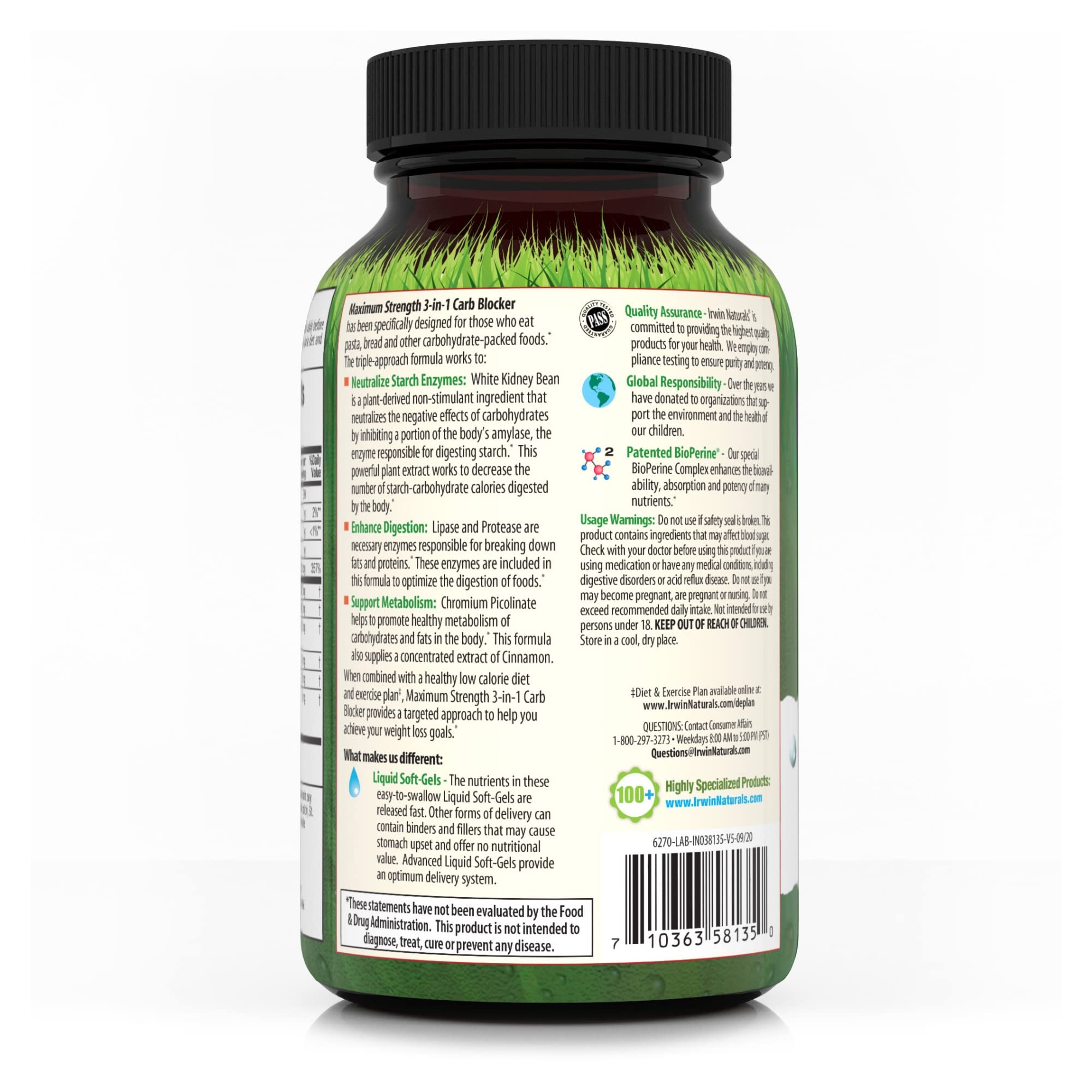Irwin Naturals Maximum Strength 3-in-1 Carb Blocker - Neutralize Carbohydrates Irwin Naturals buy supplements canada