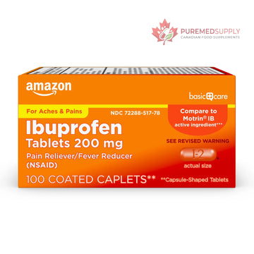 Amazon Basic Care Ibuprofen Tablets, 200 mg, Pain Reliever/Fever Reducer for Headache, Backache, Menstrual Pain and Body Aches, 100 Count Amazon Basic Care buy supplements canada