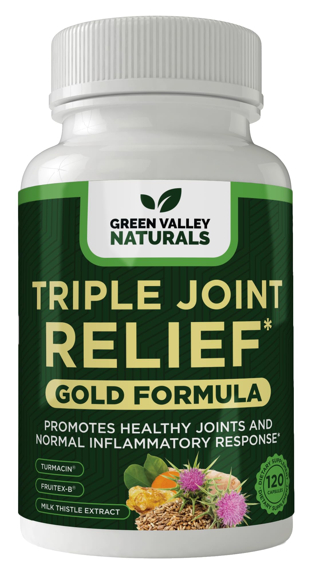 GREEN VALLEY NATURALS Triple Joint Relief Gold – Joint Support Supplement with Turmeric (Turmacin®, BCM-95®), Boswellia (AprèsFlex®) & Boron – Supports Mobility & Flexibility – 120 Capsules GREEN VALLEY NATURALS buy supplements canada