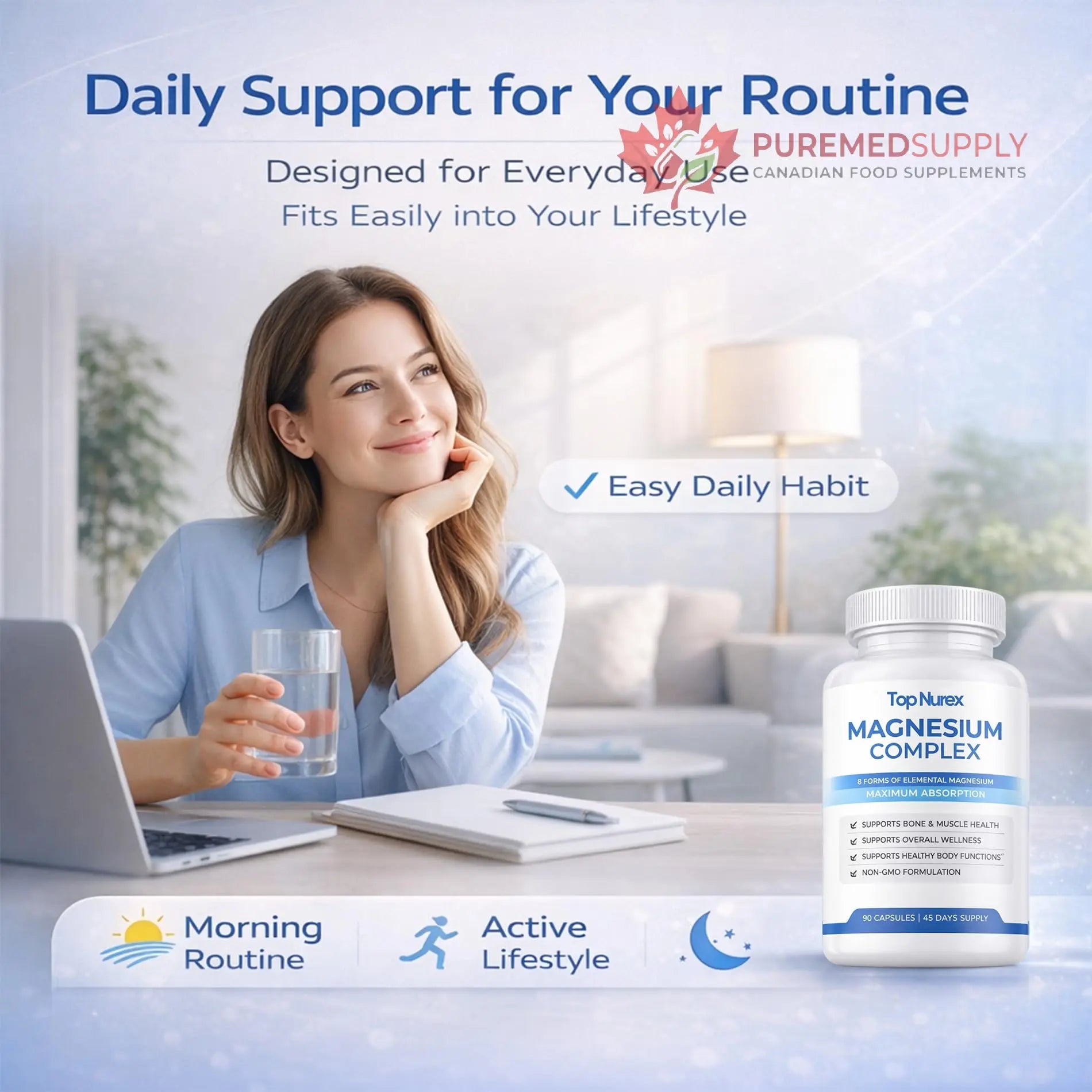 Top Nurex Magnesium Complex for Women & Men,1000mg High Absorption Blend, 8 Magnesium Forms Including Glycinate, Citrate & Malate, Daily Nutrient Support, Vegan Non-GMO, 90 Capsules (1 Pack) wuliao buy supplements canada