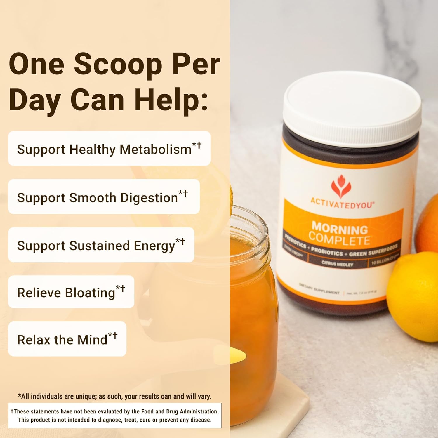 ACTIVATEDYOU Morning Complete Daily Wellness Greens Superfood Drink Mix for Gut Health w/Prebiotics, Probiotics, Antioxidants, Green Superfoods, 10 Billion CFUs (3 Pack, Citrus Medley) ACTIVATEDYOU buy supplements canada