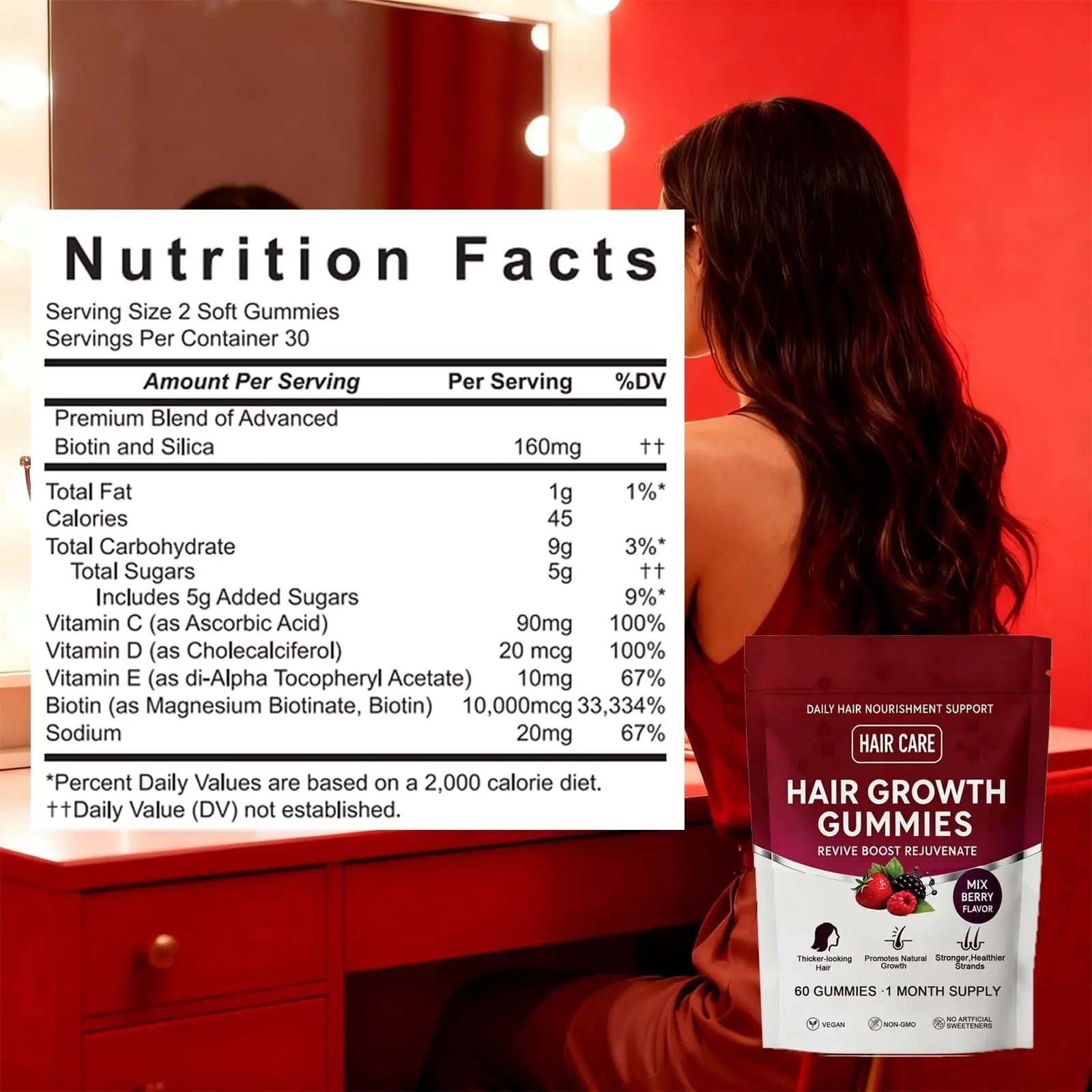 Giamau Lumin Hair Growth Gummies, 60 Vegan Gummies |Supports Healthy Hair Growth & Strength, Skin & Nail Care, | Giamau buy supplements canada