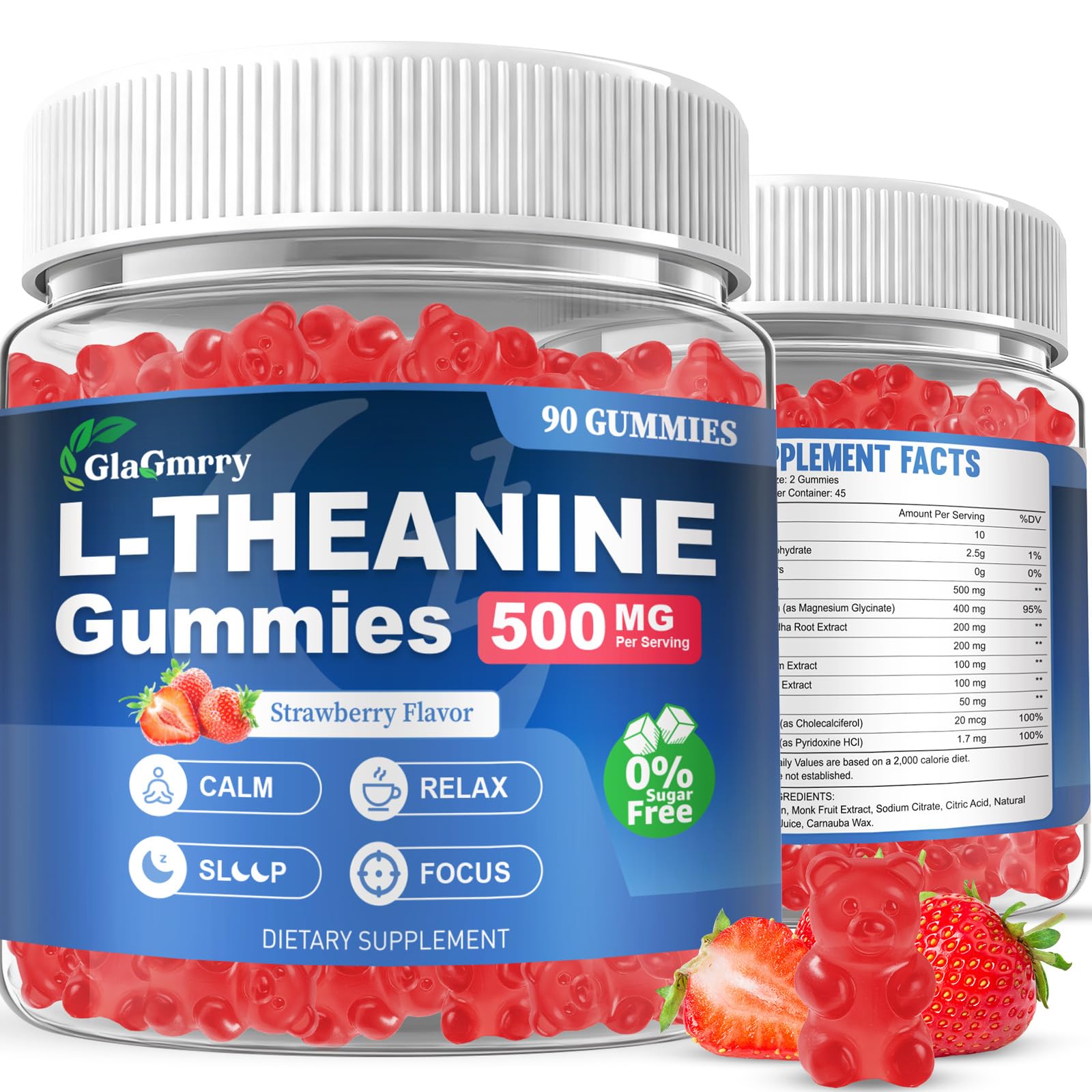 GlaGmrry 180 Count | L Theanine Gummies, L Theanine Supplement for Adults & Kids, w/Ashwagandha, Magnesium, GABA & 5-HTP, Sugar Free Liposomal Formula for Calm Relax zzZ M♡♡d & Focus, Vegan GlaGmrry buy supplements canada